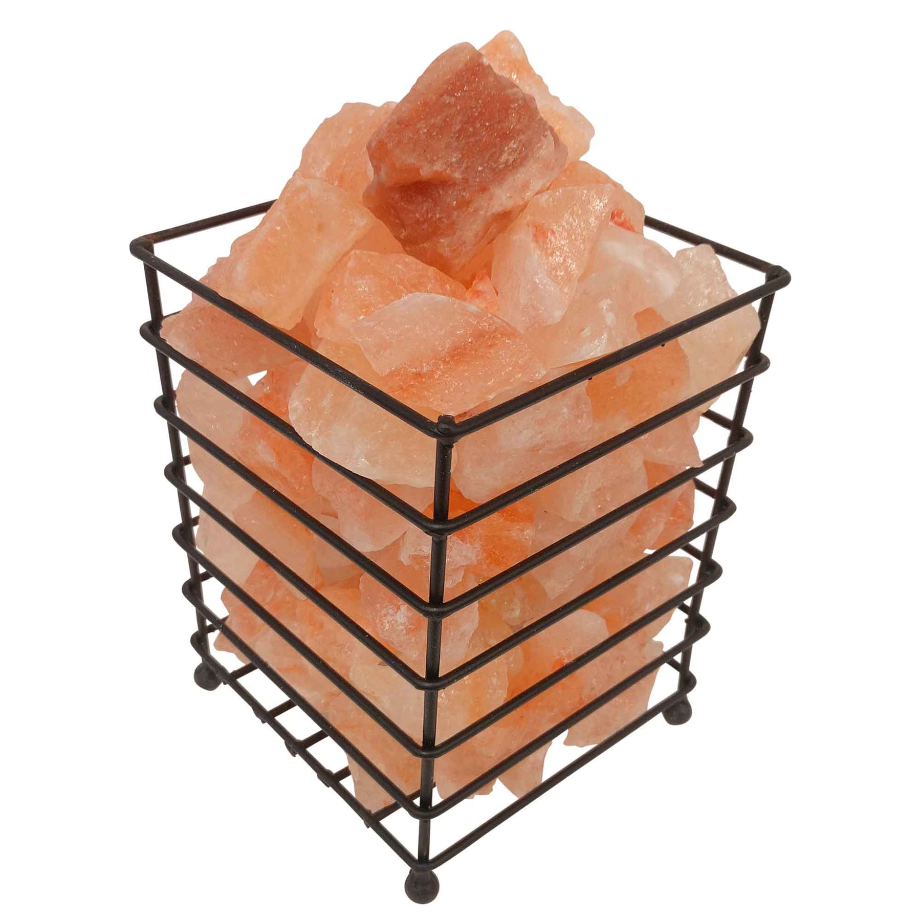 Premium Himalayan Pink Salt Lamp with Iron Basket & 12V Bulb - Rectangle