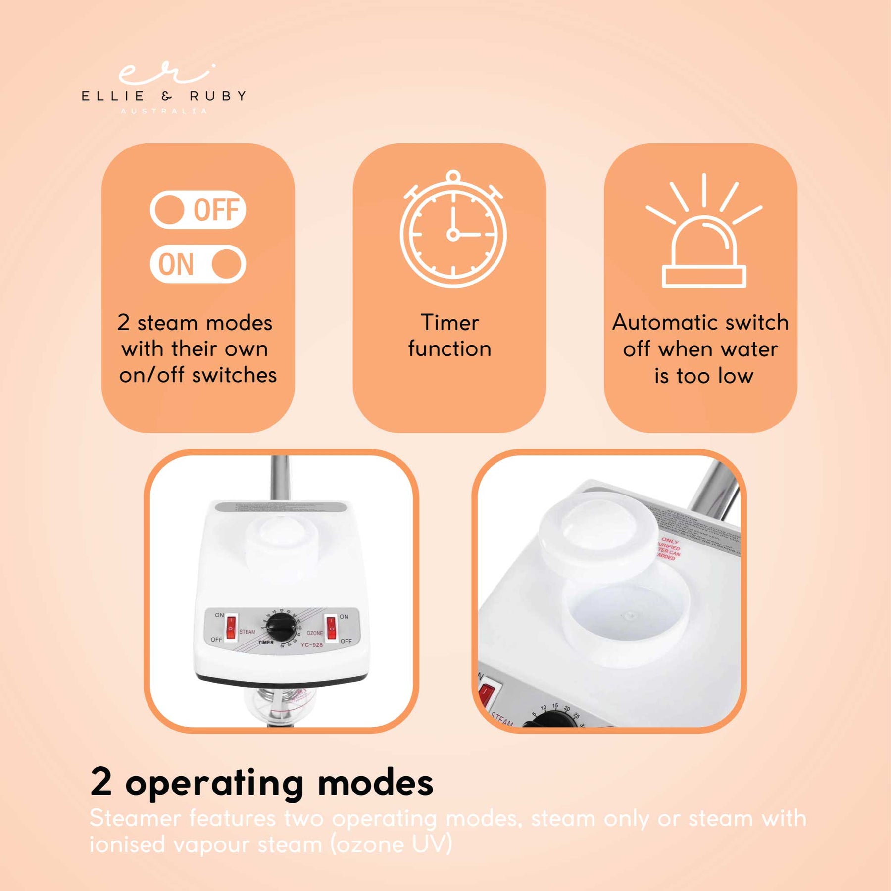 Ellie & Ruby 2-in-1 Facial Steamer with 2.5x Magnifying Lamp Adjustable Height - SuperSaverAU - view 6