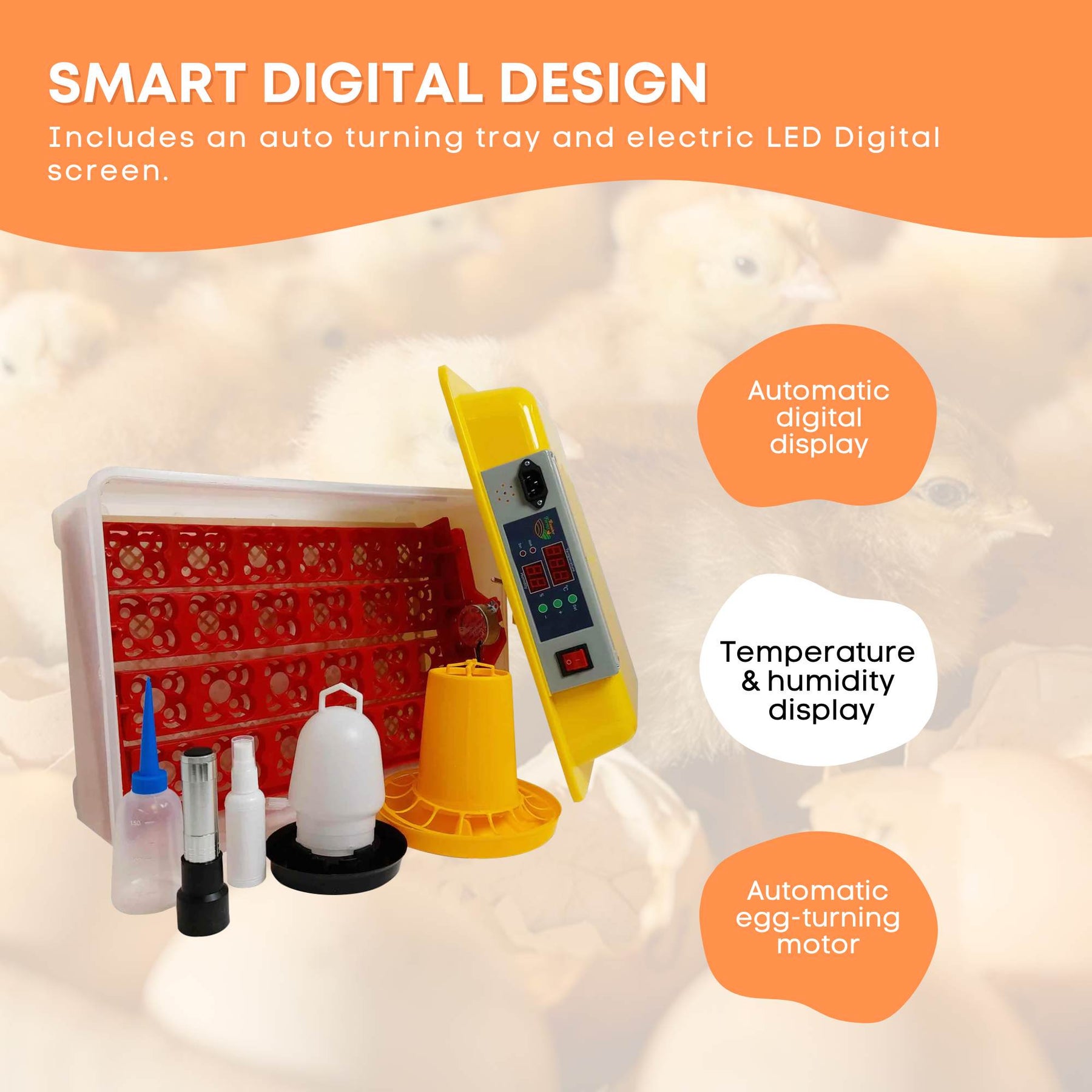 Electric 24 Egg Incubator with Accessories, Auto Turning, Digital Display - SuperSaverAU - view 3