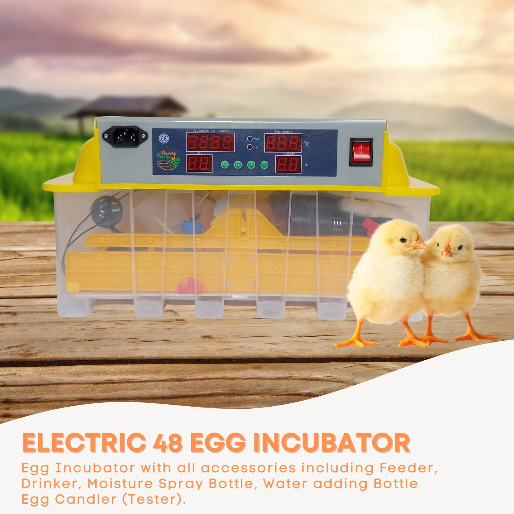 Electric 48 Egg Incubator with Accessories, Auto Turning, Digital Display - SuperSaverAU - view 2