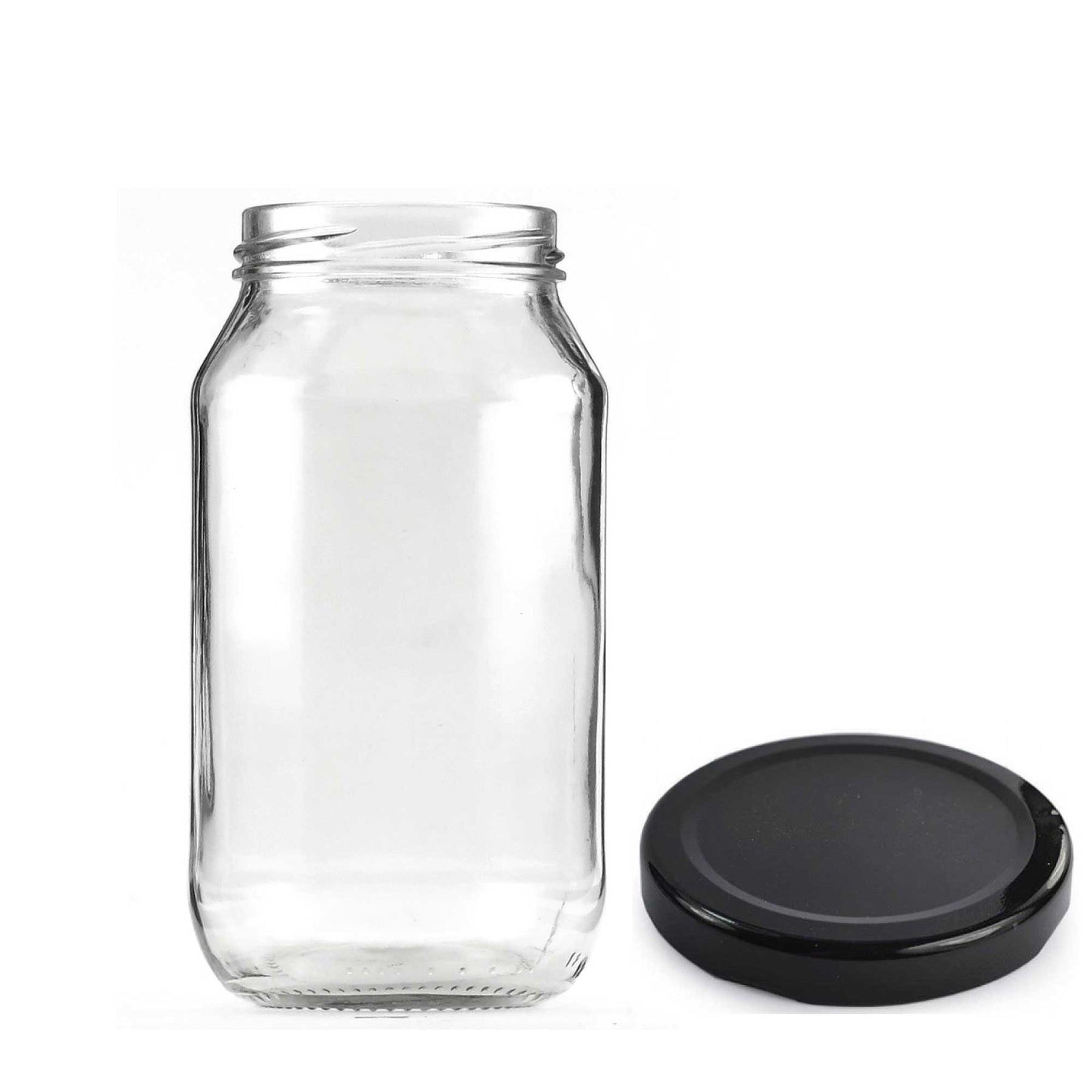 500ml Flint Glass Jars with Black Metal Twist Lids - 12 Pack for Food Storage - SuperSaverAU - view 2
