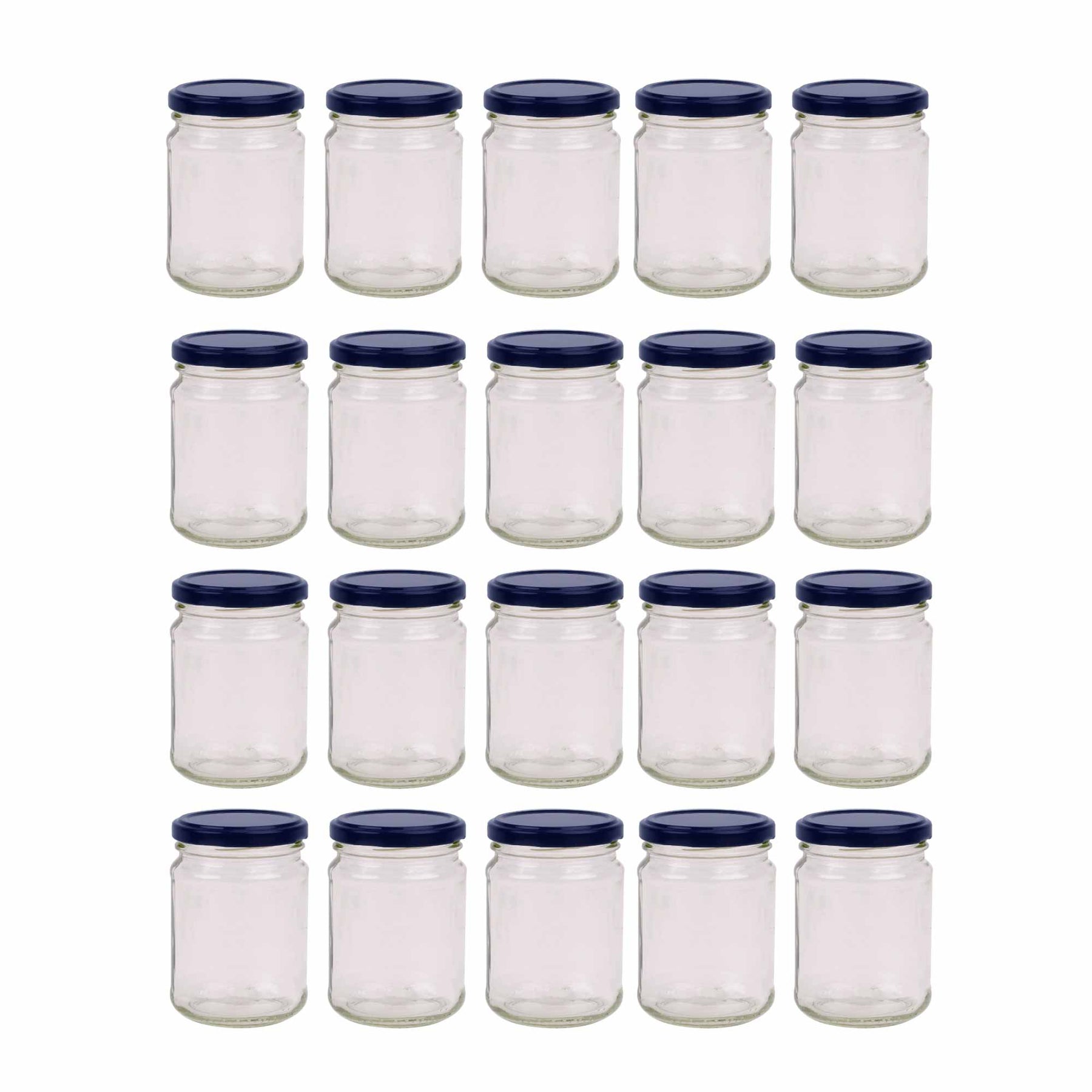 150ml Flint Glass Jars with Black Metal Twist Finish Lids - 20 Pack - SuperSaverAU - view 1