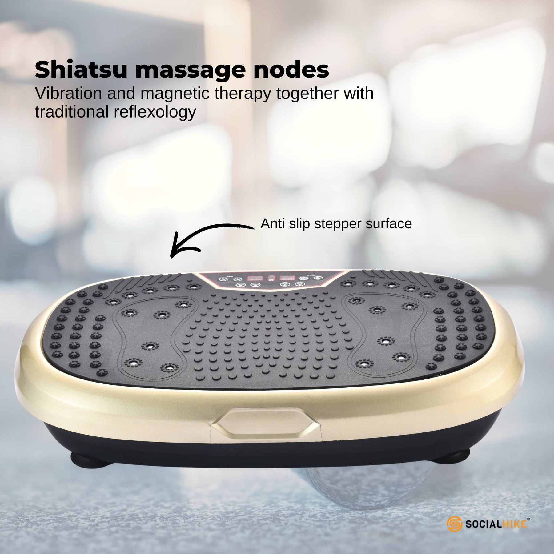 Gold Mini Vibration Platform Magnet Therapy Vibrating Machine Exercise Plate - SuperSaverAU - view 2