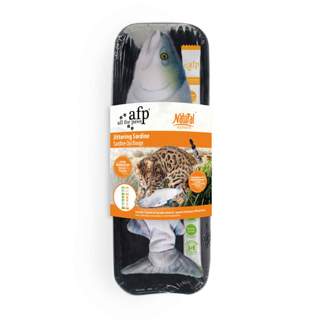 All For Paws Jittering Sardine Cat Toy 27cm with USB Rechargeable Catnip & Silvervine - SuperSaverAU - view 1