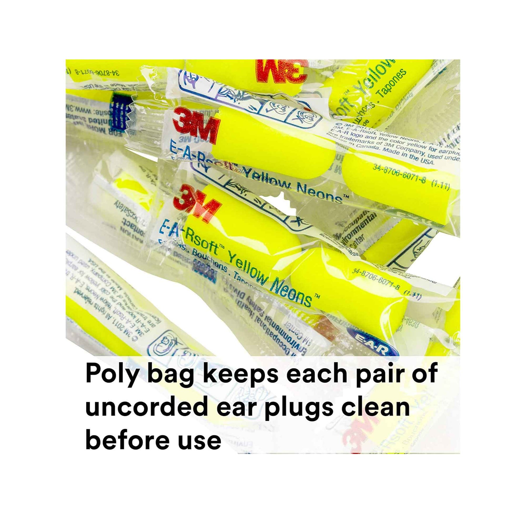 3M E-A-Rsoft Yellow Neons Uncorded Foam Earplugs - 200 Pairs