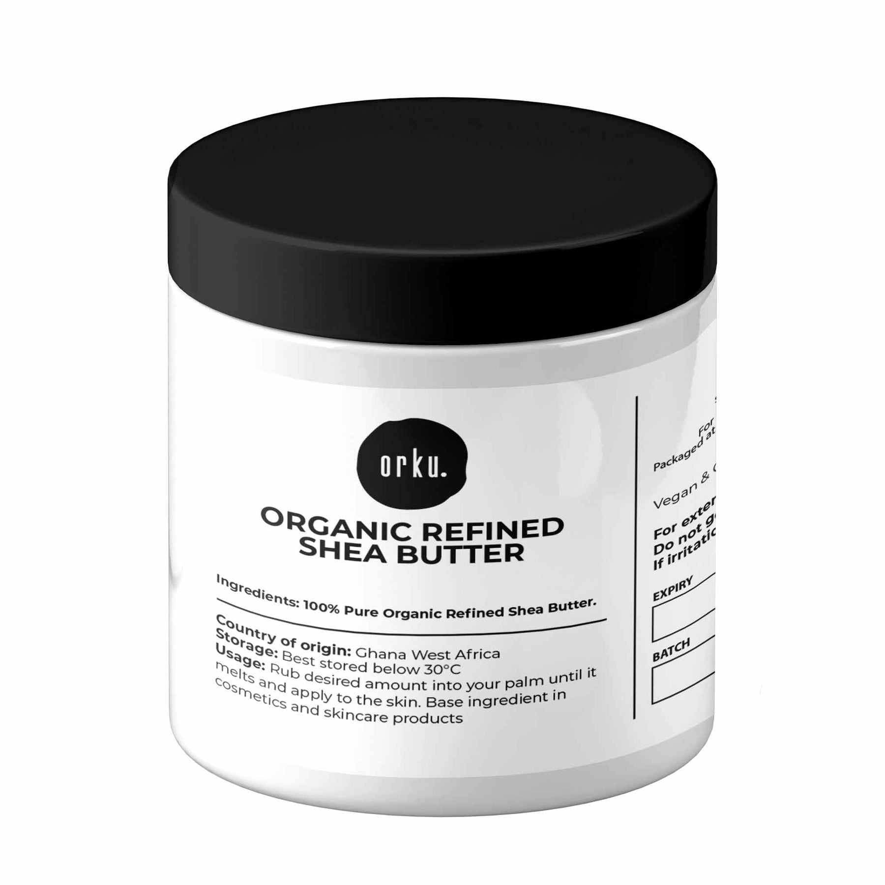 Orku Organic Refined Shea Butter 200g Jar Odourless Cosmetic Ingredient