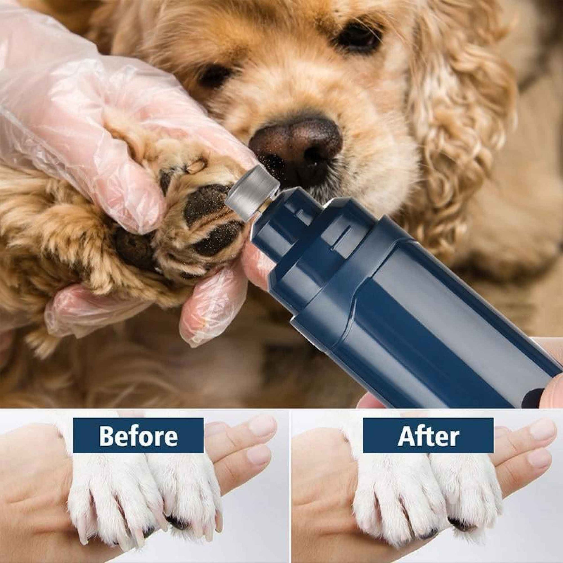 Professional Pet Nail Grinder - LED Light, 2-Speed, Rechargeable, Cordless, Blue - SuperSaverAU - view 14