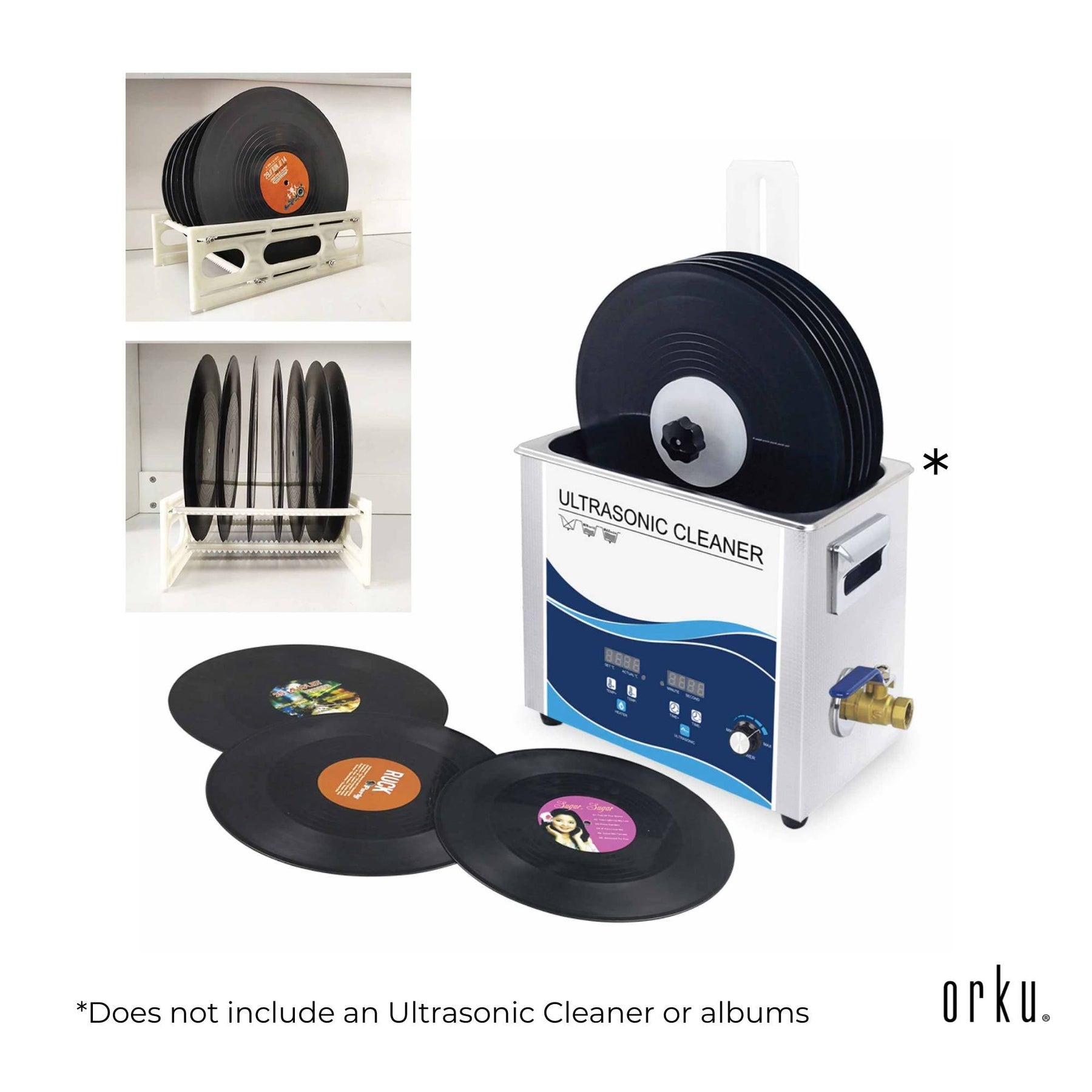 Vinyl Record Cleaner Bracket with Drying Rack - Cleans 8 Records, Adjustable Height - SuperSaverAU - view 5
