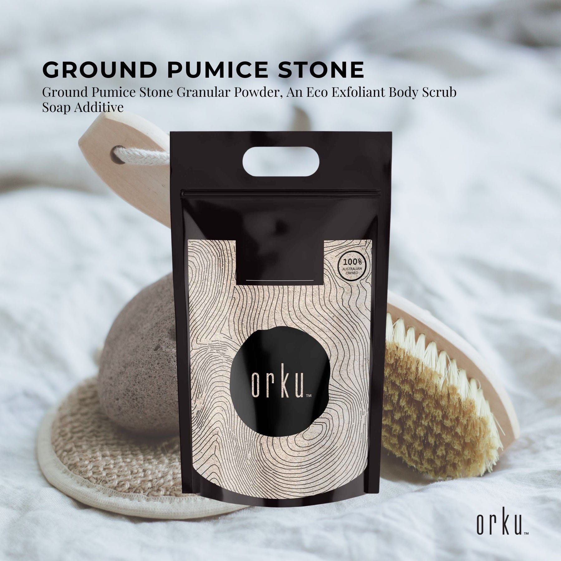 Premium Orku Ground Pumice Stone Granular Exfoliant Bag - Grey, 5kg