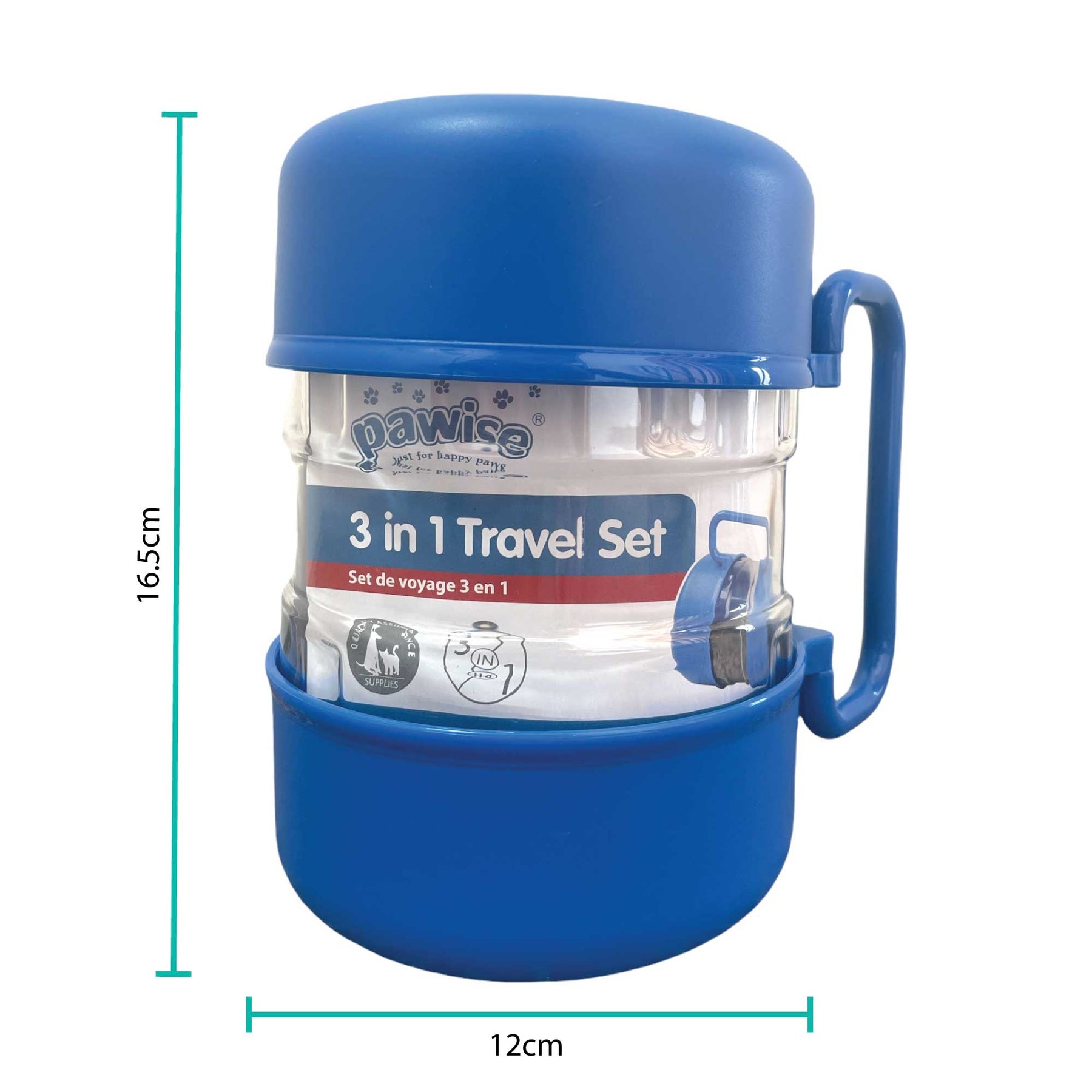 Pawise 3 in 1 Travel Set - Portable Feeder & Drinker, 16.5cm x 12cm, 2L Capacity - SuperSaverAU - view 3