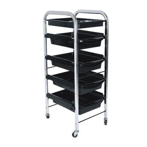 5 Tier Salon Trolley Black 80x40x30 Mobile Hair Colour Storage Metal Cart - SuperSaverAU - view 1