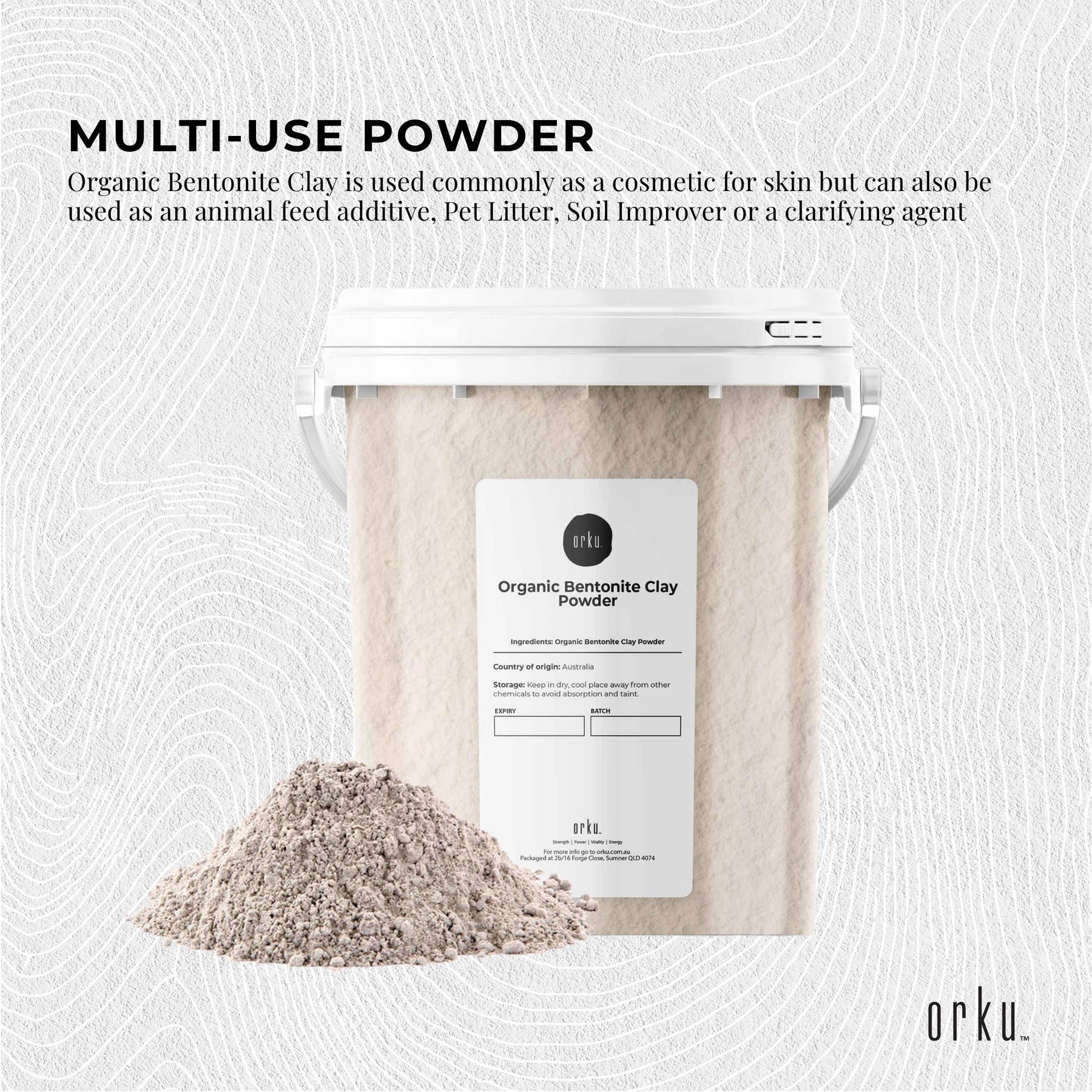 1.1Kg Organic Sodium Bentonite Clay Powder Tub Bucket - Cosmetic Montmorillonite - SuperSaverAU - view 3