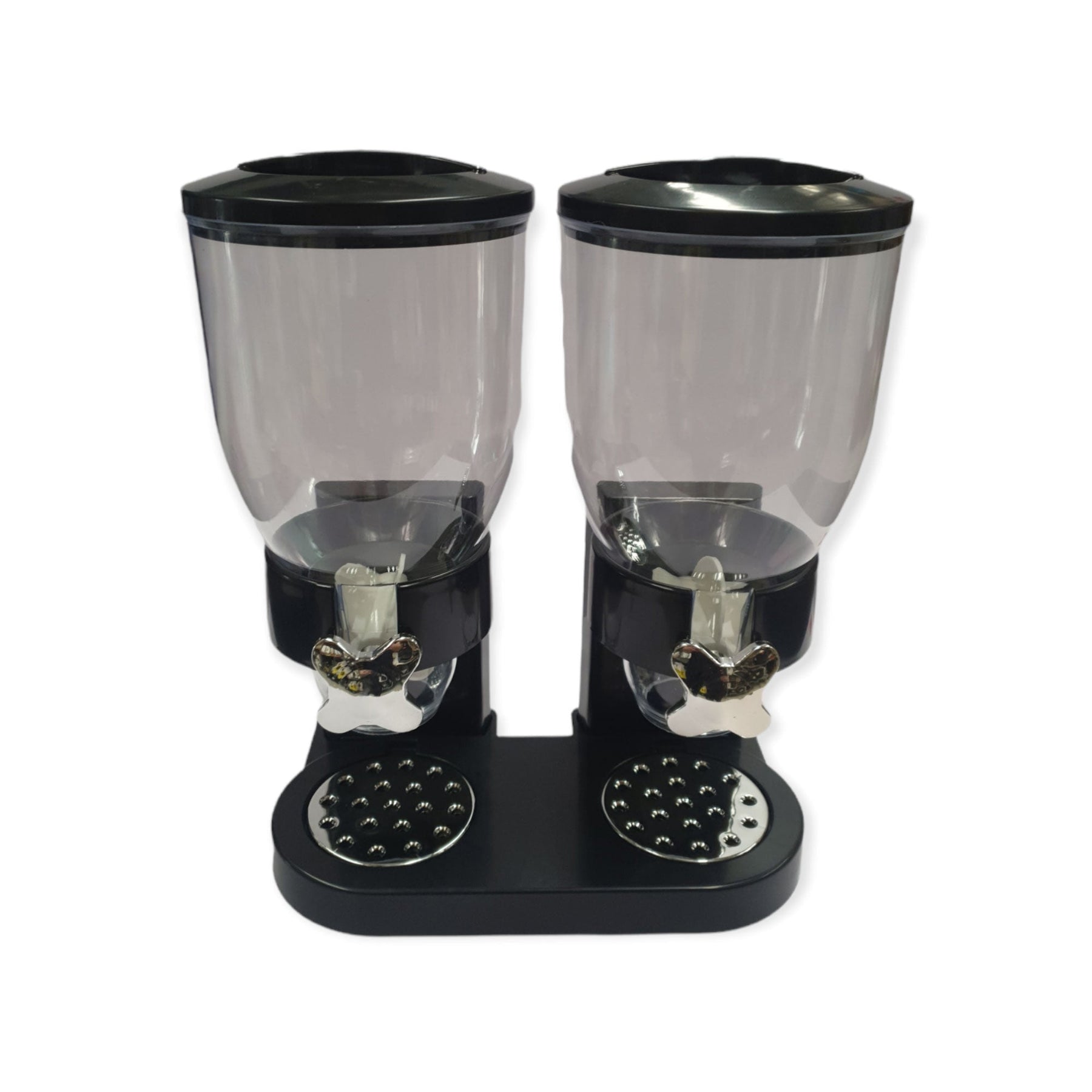 Double Cereal Dispenser 2 x 4L Black Round - Airtight, Easy Dispense - SuperSaverAU - view 1