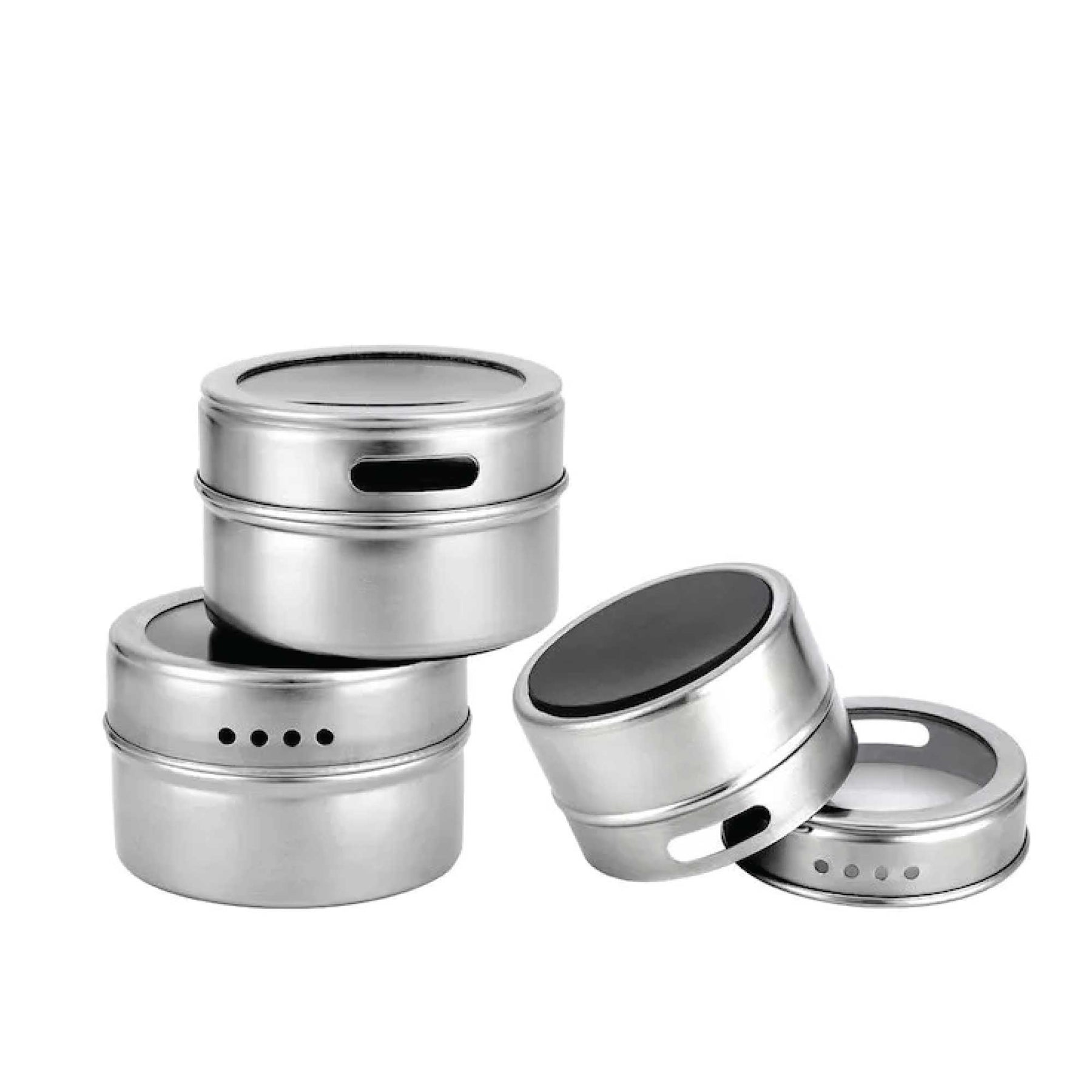Stainless Steel Magnetic Spice Jar 150g with Shaker Lid - 6.5x6.5x4.7 cm - SuperSaverAU - view 1
