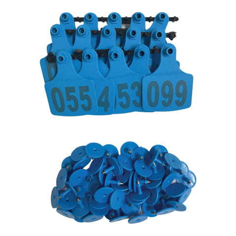 XL Blue Cattle Number Ear Tags 7.5x10cm Set - 1-100 for Livestock Identification - SuperSaverAU - view 1