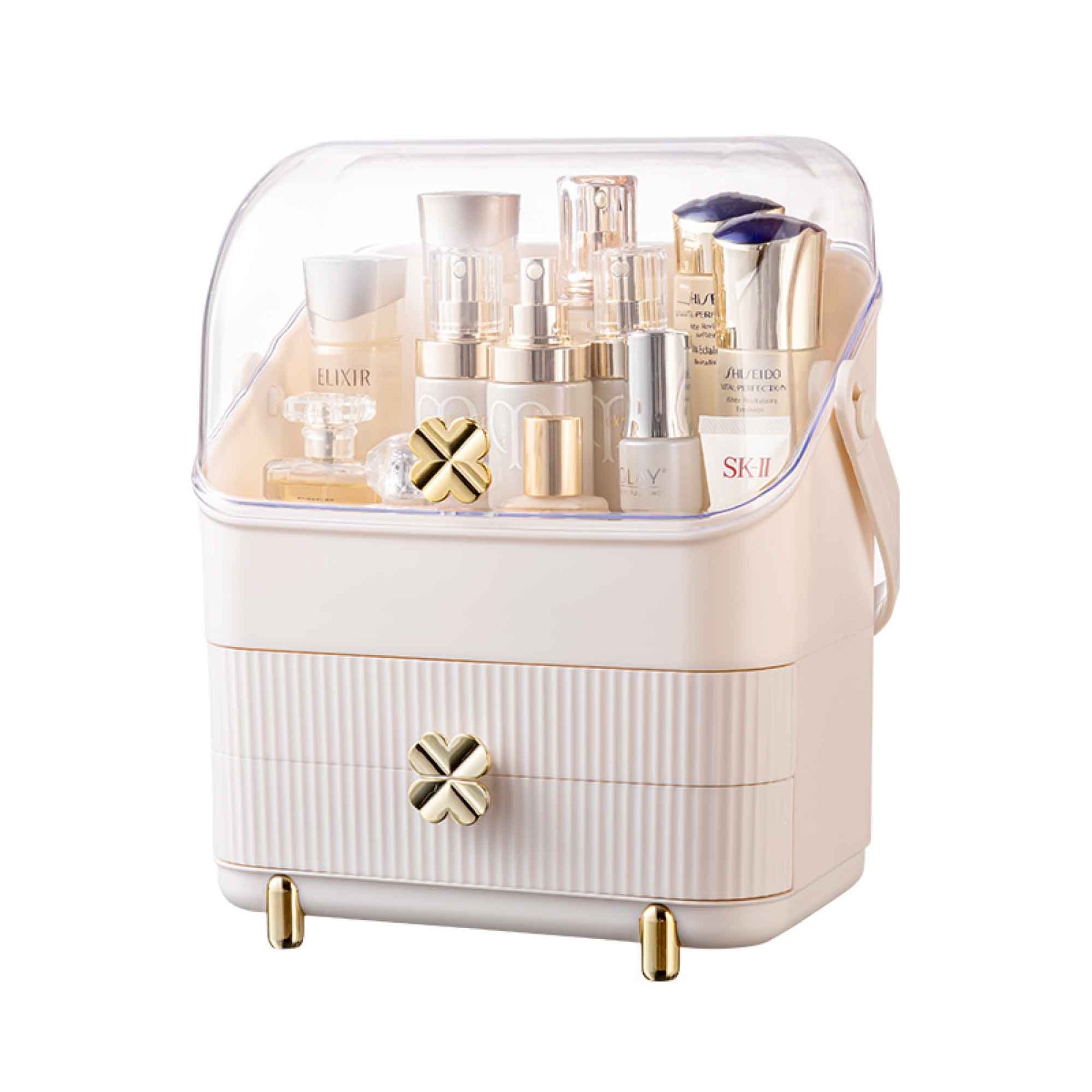Clover Cosmetic Organiser Storage Box 18x26x34cm with Drawers & Handle - SuperSaverAU - view 1