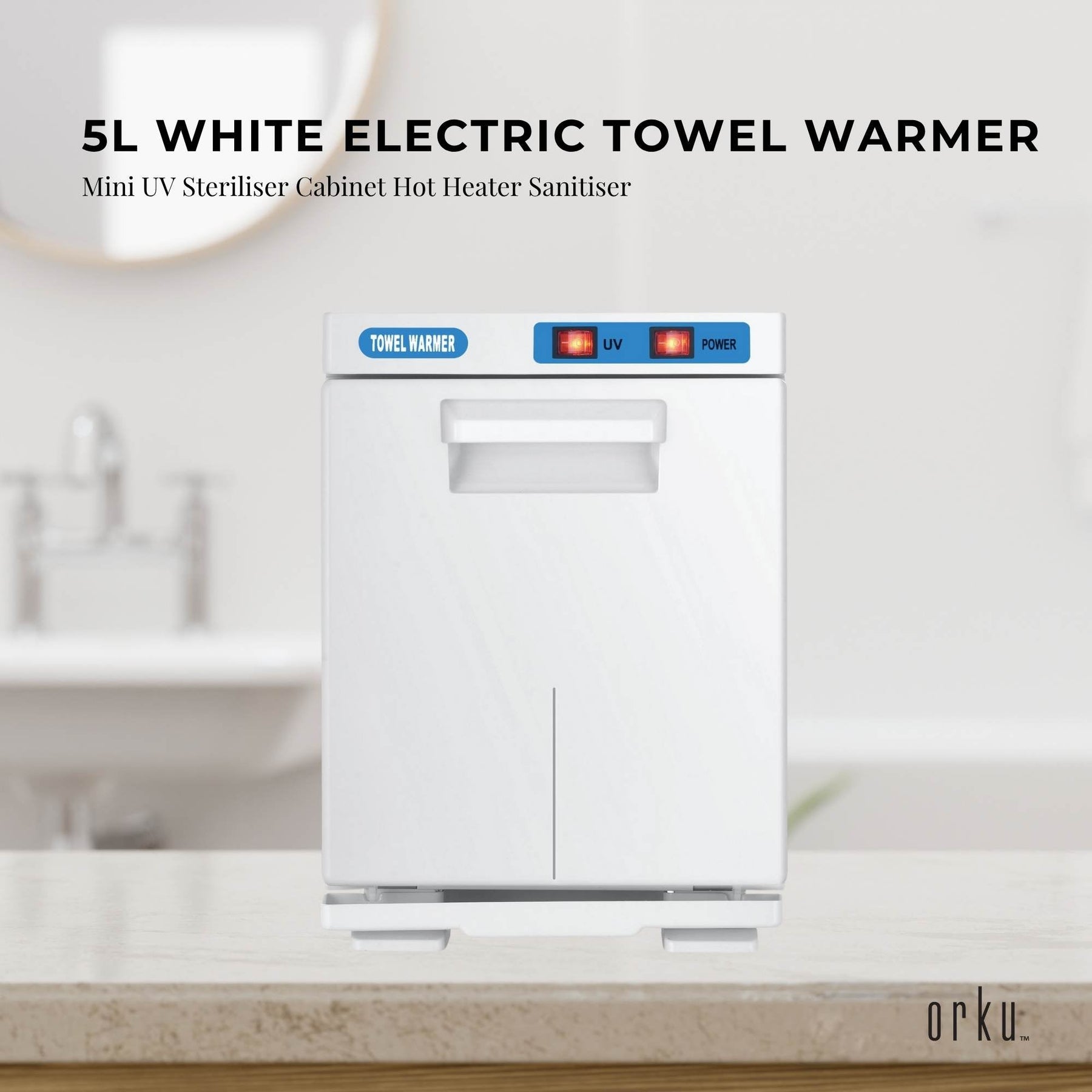Orku 5L White Electric Hand Towel Warmer Mini UV Steriliser Cabinet Salon Heater - SuperSaverAU - view 2