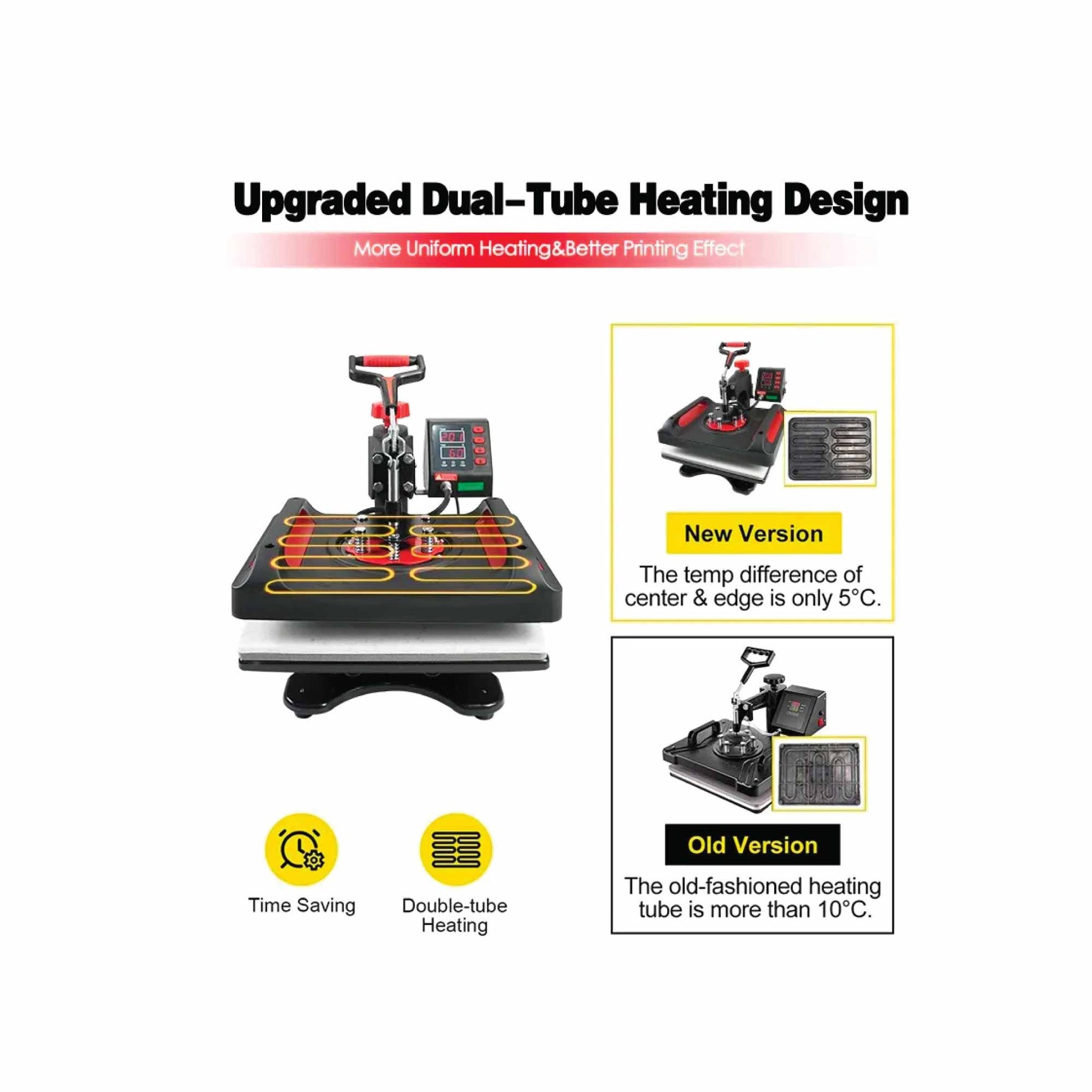 Premium 5 in 1 Combo Heat Press with Digital Controller - Black & Red