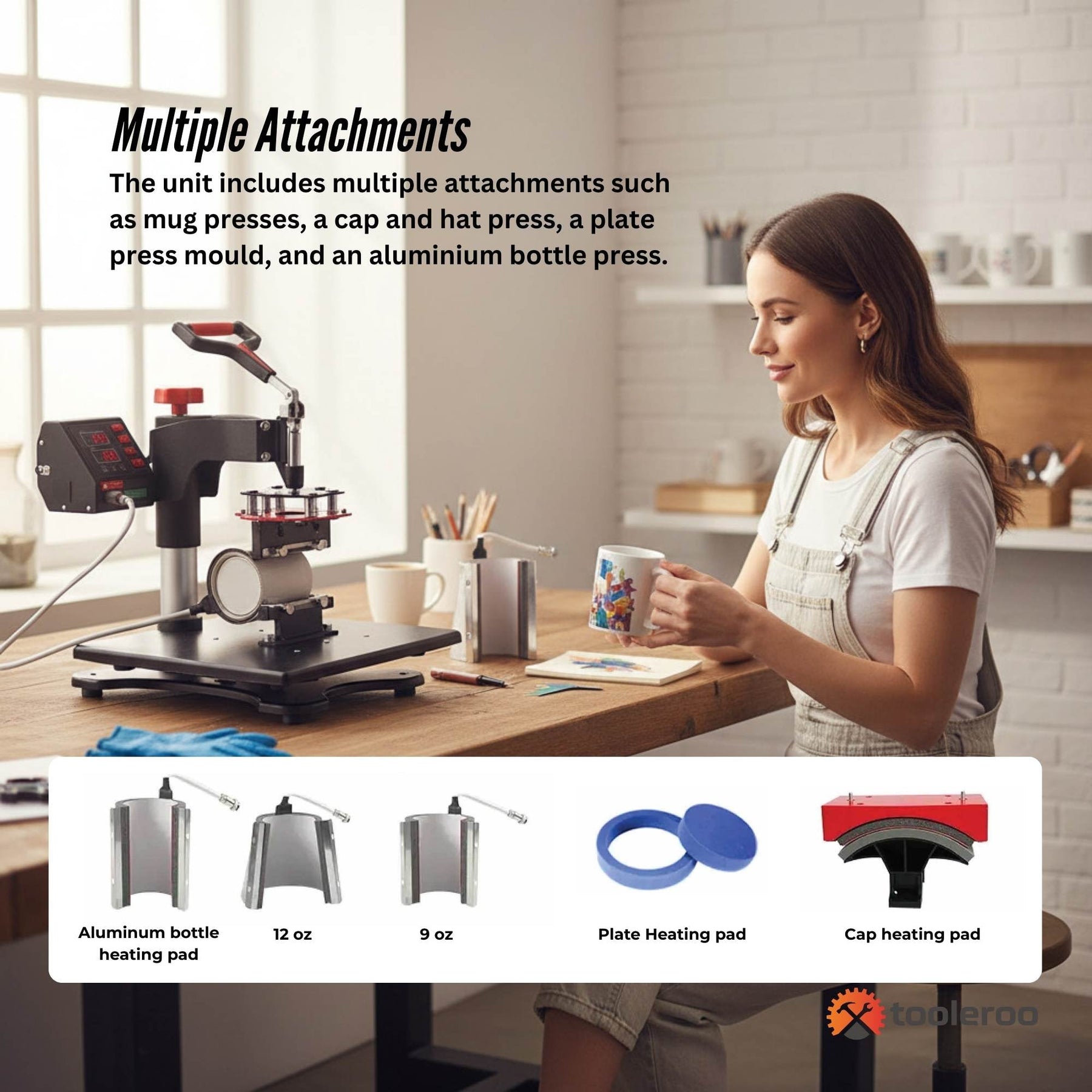 8 in 1 Combo Heat Press 290x380mm with Digital Controller for T-shirts, Mugs, Caps - SuperSaverAU - view 3