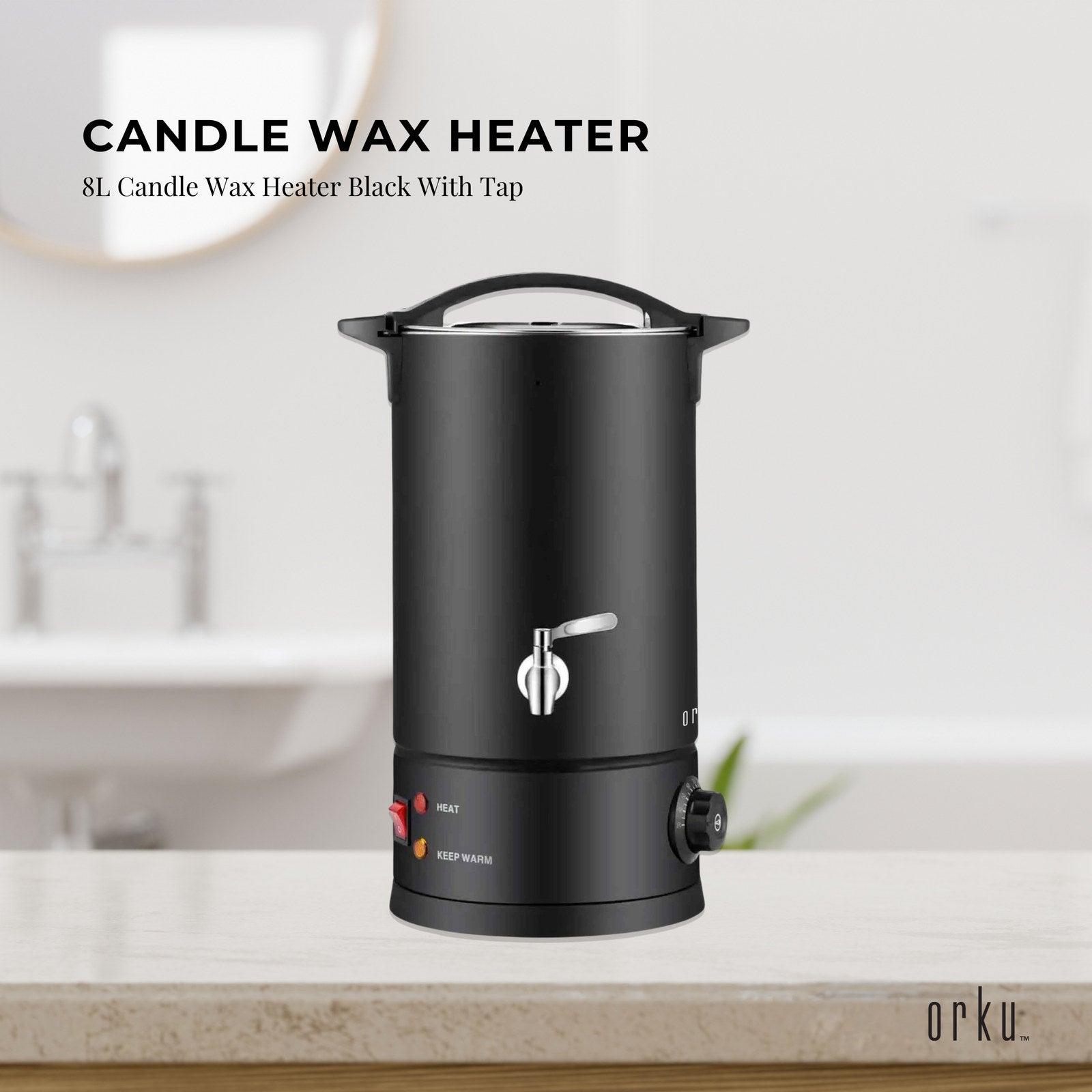 8L Wax Melting Furnace - Adjustable Temp 30-110°C, Stainless Steel, Black - SuperSaverAU - view 2