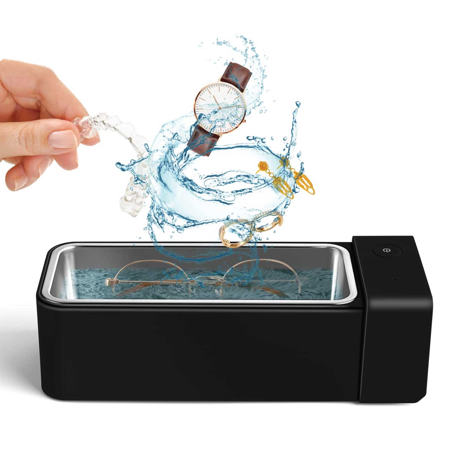 600ml Ultrasonic Jewellery Cleaner Mini Black - Personal Portable Sonic Bath - SuperSaverAU - view 2