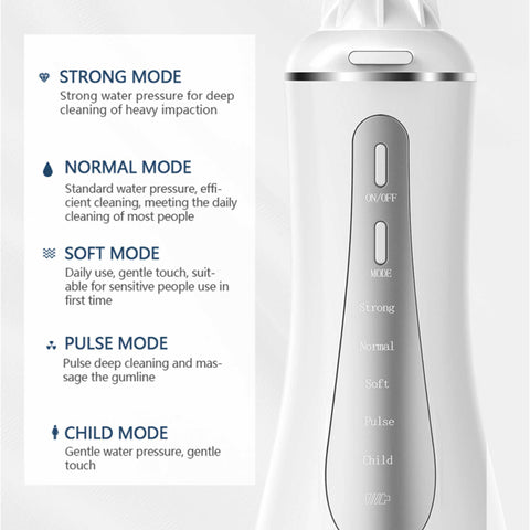 Portable Oral Irrigator 350ml - Rechargeable Water Dental Flosser with 5 Modes - SuperSaverAU - view 1