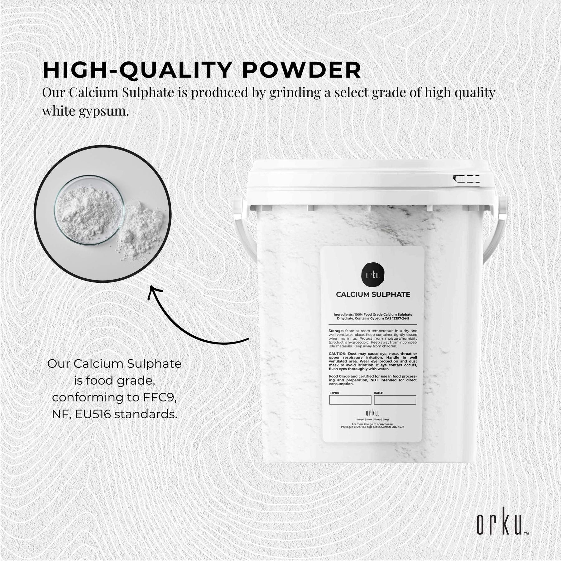 Calcium Sulphate Gypsum Powder Bucket 1Kg - Food Grade Hydrous Sulfate - SuperSaverAU - view 5