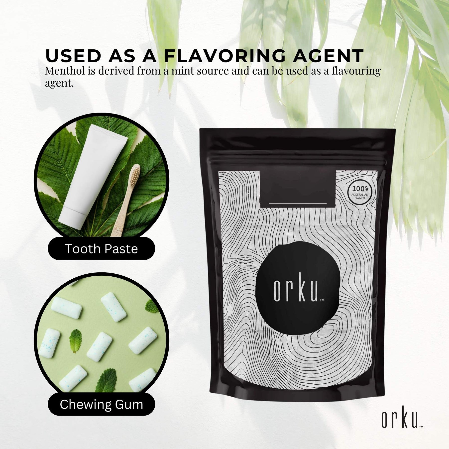 Orku 100g Menthol Crystals - USP Grade L-Menthol Mint Flakes C10H200 - SuperSaverAU - view 4
