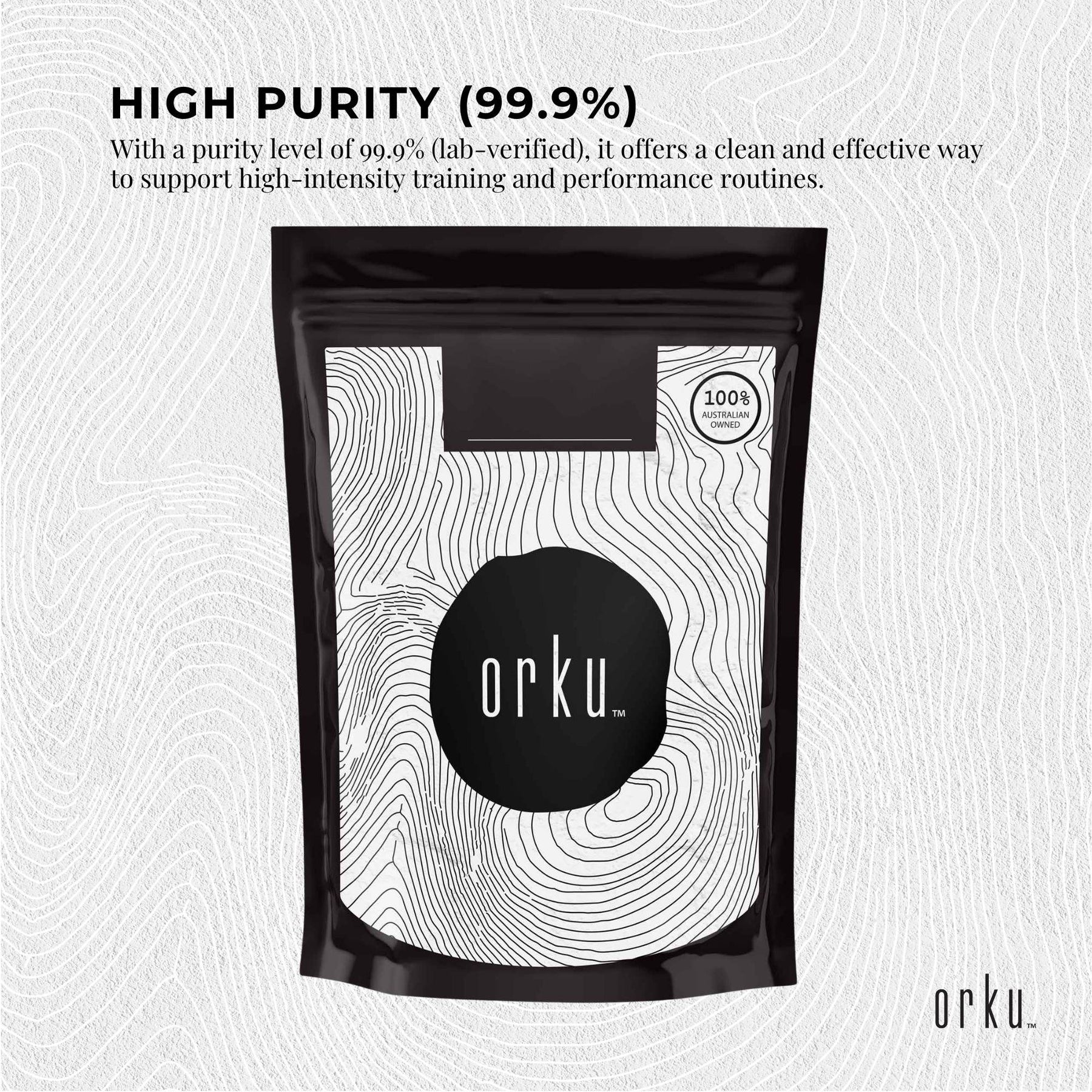 Orku 1Kg Creatine Monohydrate Powder – 200 Mesh Micronised, 99.9% Purity