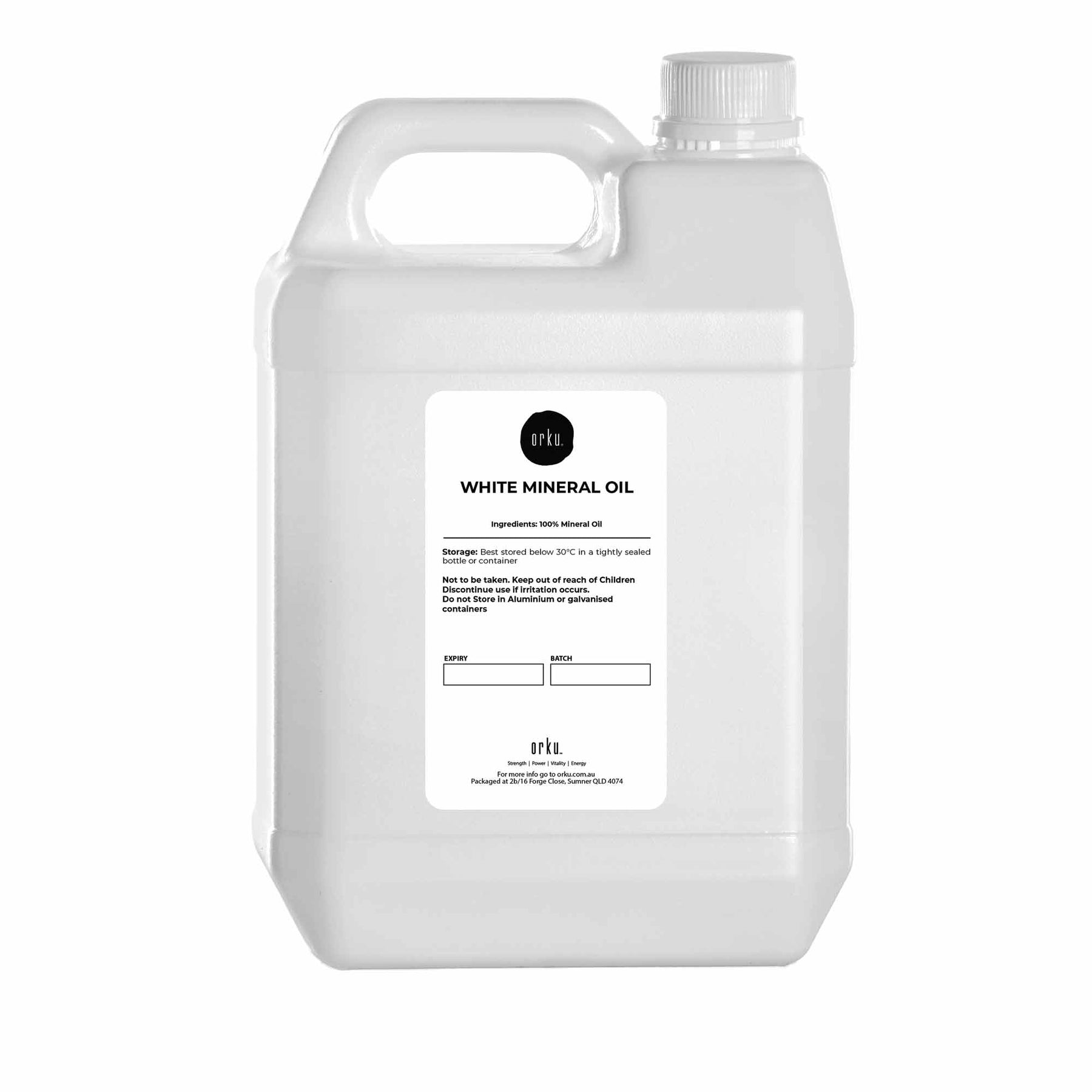 Orku 5L White Mineral Oil - Liquid Paraffin Carrier for Skin & Hair - SuperSaverAU - view 1