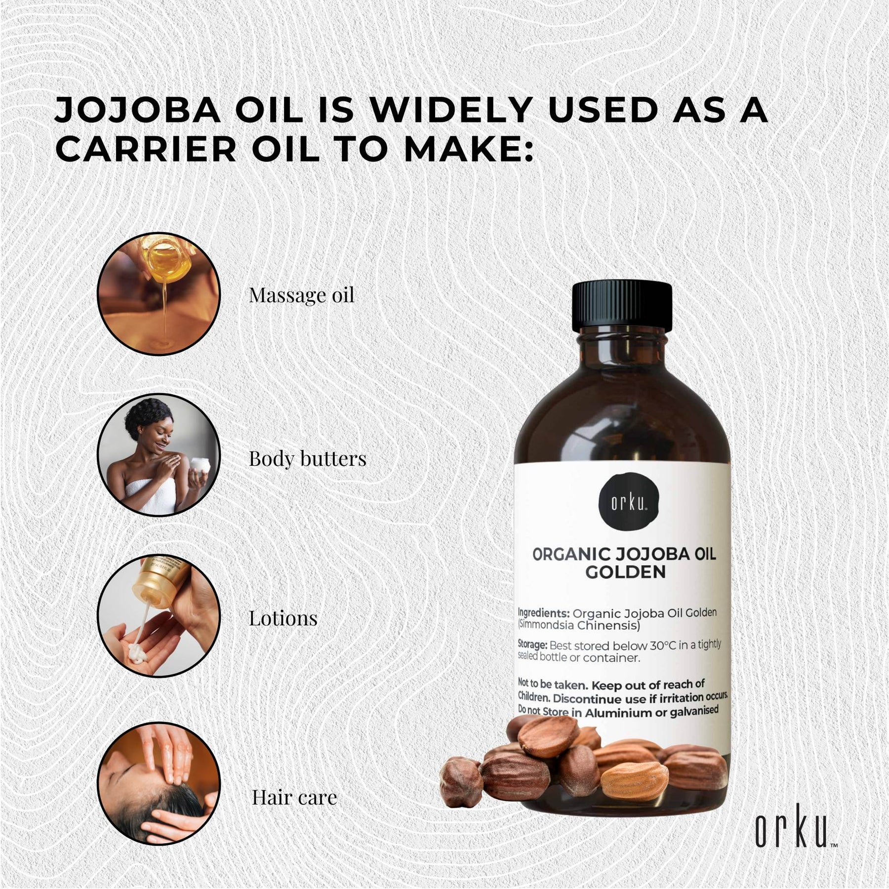 100ml Organic Jojoba Oil - Golden Pure Cold Pressed Seed For Hair Skin Nails - SuperSaverAU - view 3