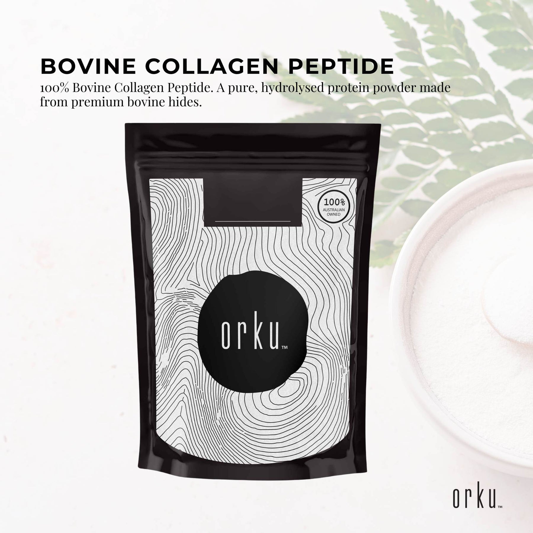 Orku Bovine Collagen Powder 1Kg - Hydrolysate Protein Peptide, Unflavoured - SuperSaverAU - view 2