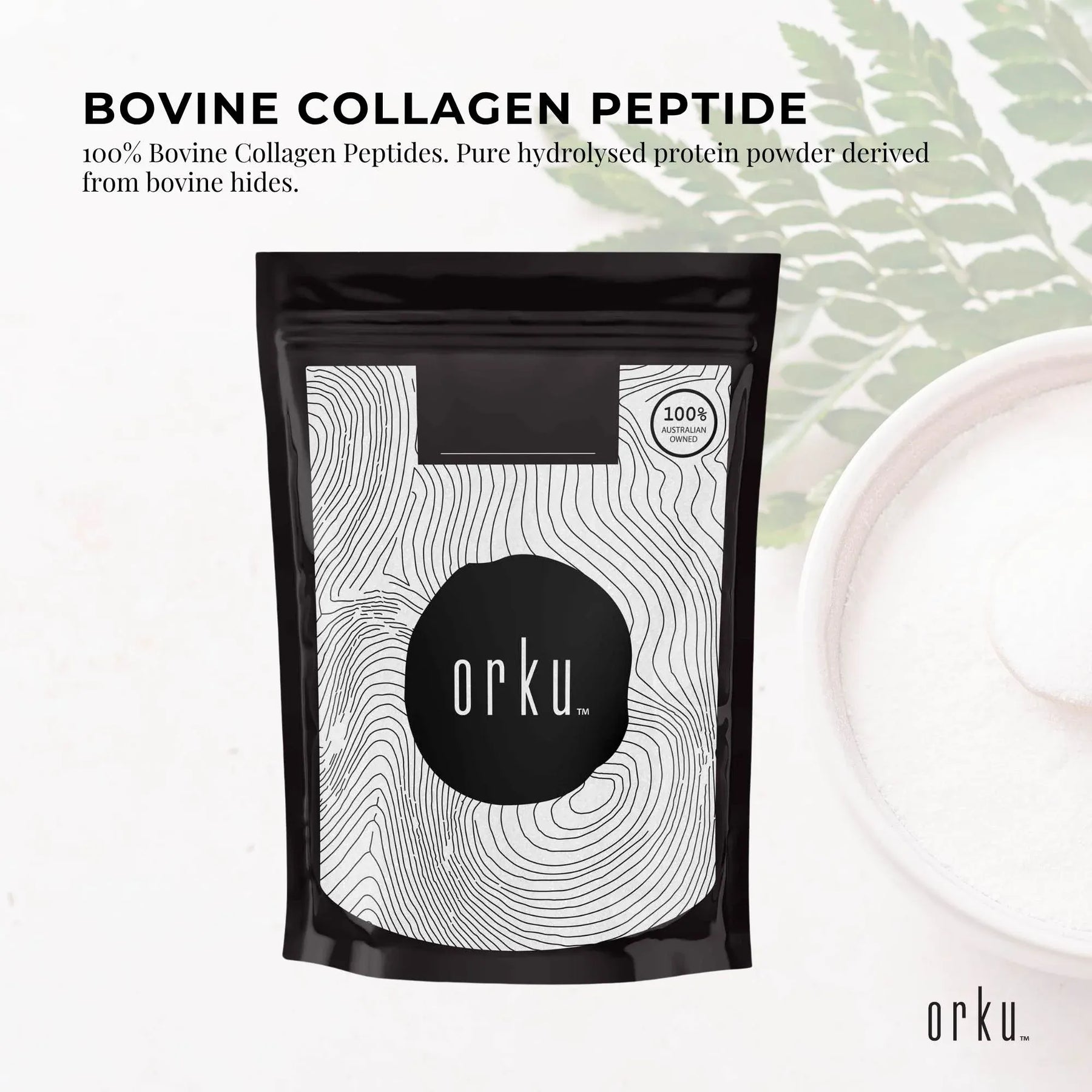 Orku 2Kg Bovine Collagen Hydrolysate Protein Peptide Supplement Unflavoured