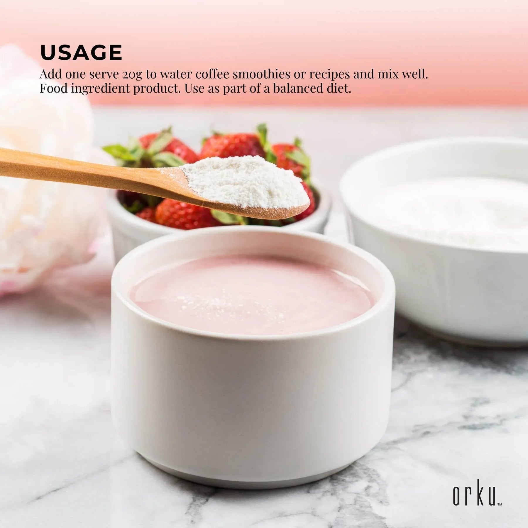 Orku 2Kg Bovine Collagen Hydrolysate Protein Peptide Supplement Unflavoured