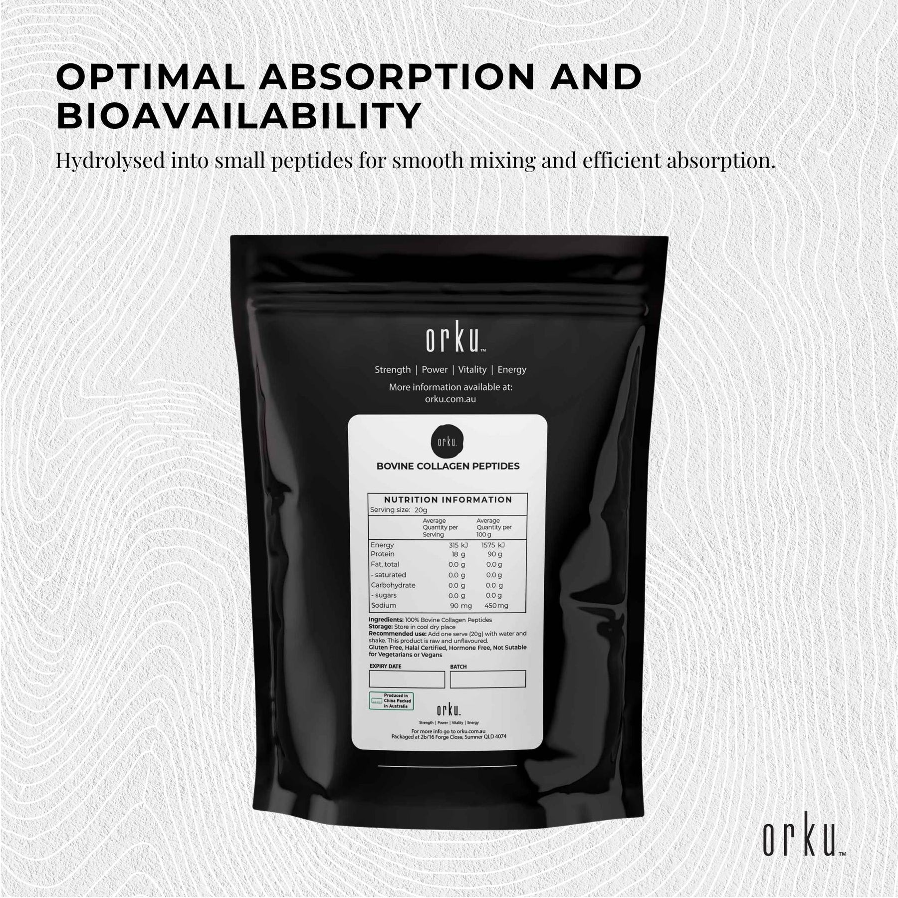Orku 2Kg Bovine Collagen Hydrolysate Protein Peptide Supplement Unflavoured - SuperSaverAU - view 3