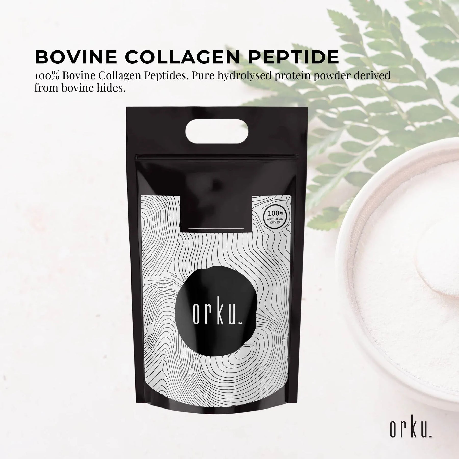 Orku 20Kg Bovine Collagen Hydrolysate Protein Peptide Supplement Unflavoured