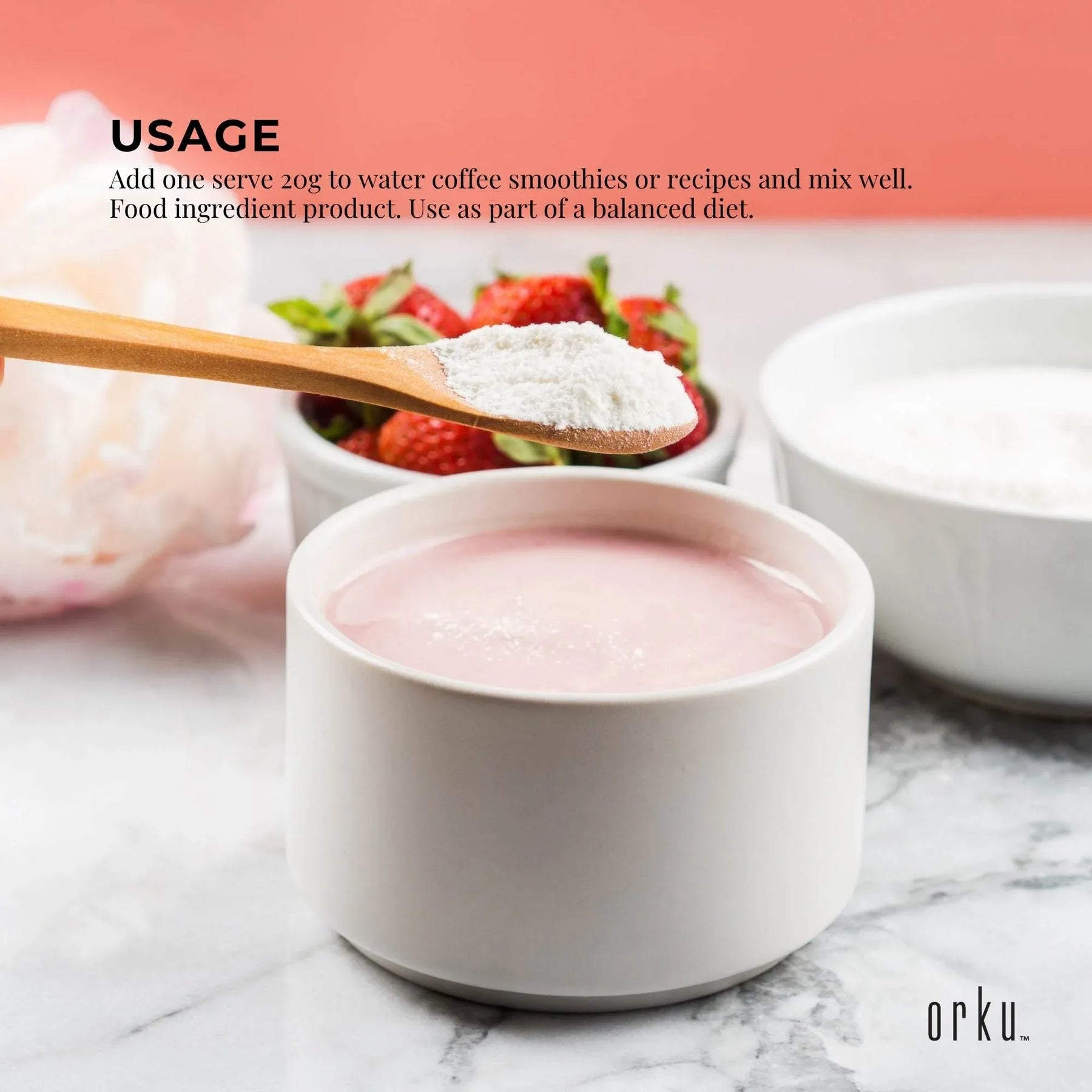 Orku 20Kg Bovine Collagen Hydrolysate Protein Peptide Supplement Unflavoured