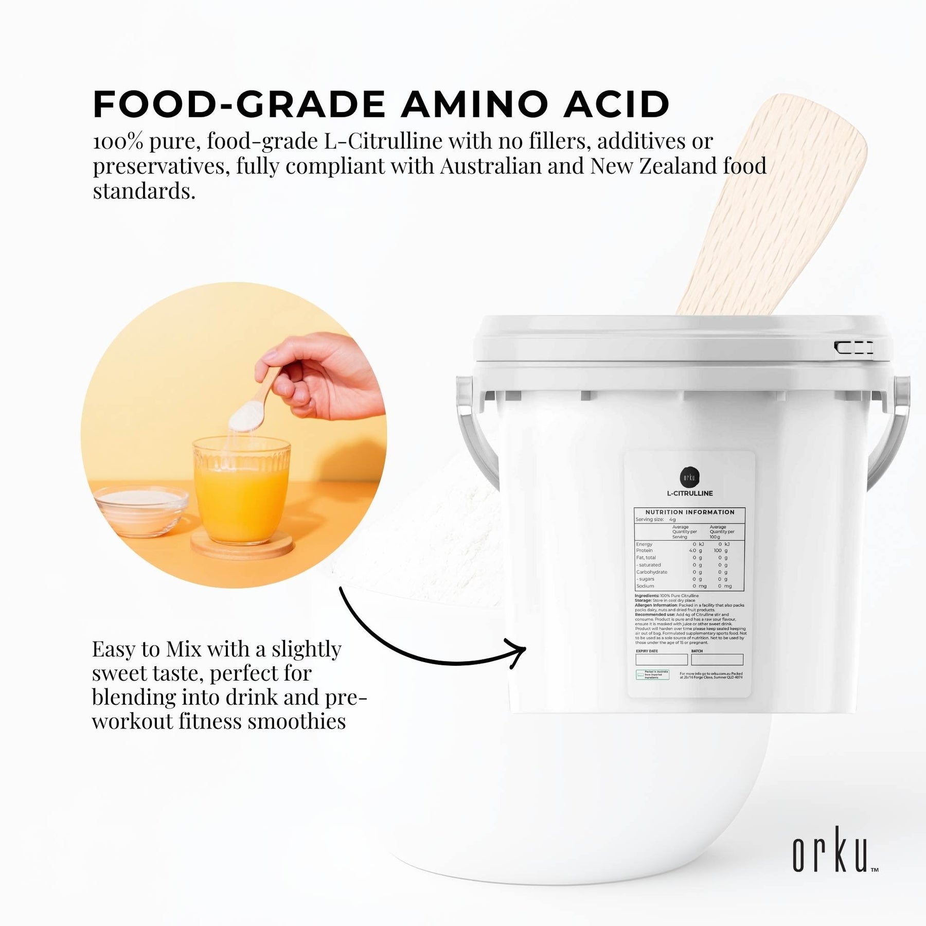 Orku 3Kg L-Citrulline Powder - 100% Pure Amino Acid for Active Lifestyle - SuperSaverAU - view 4