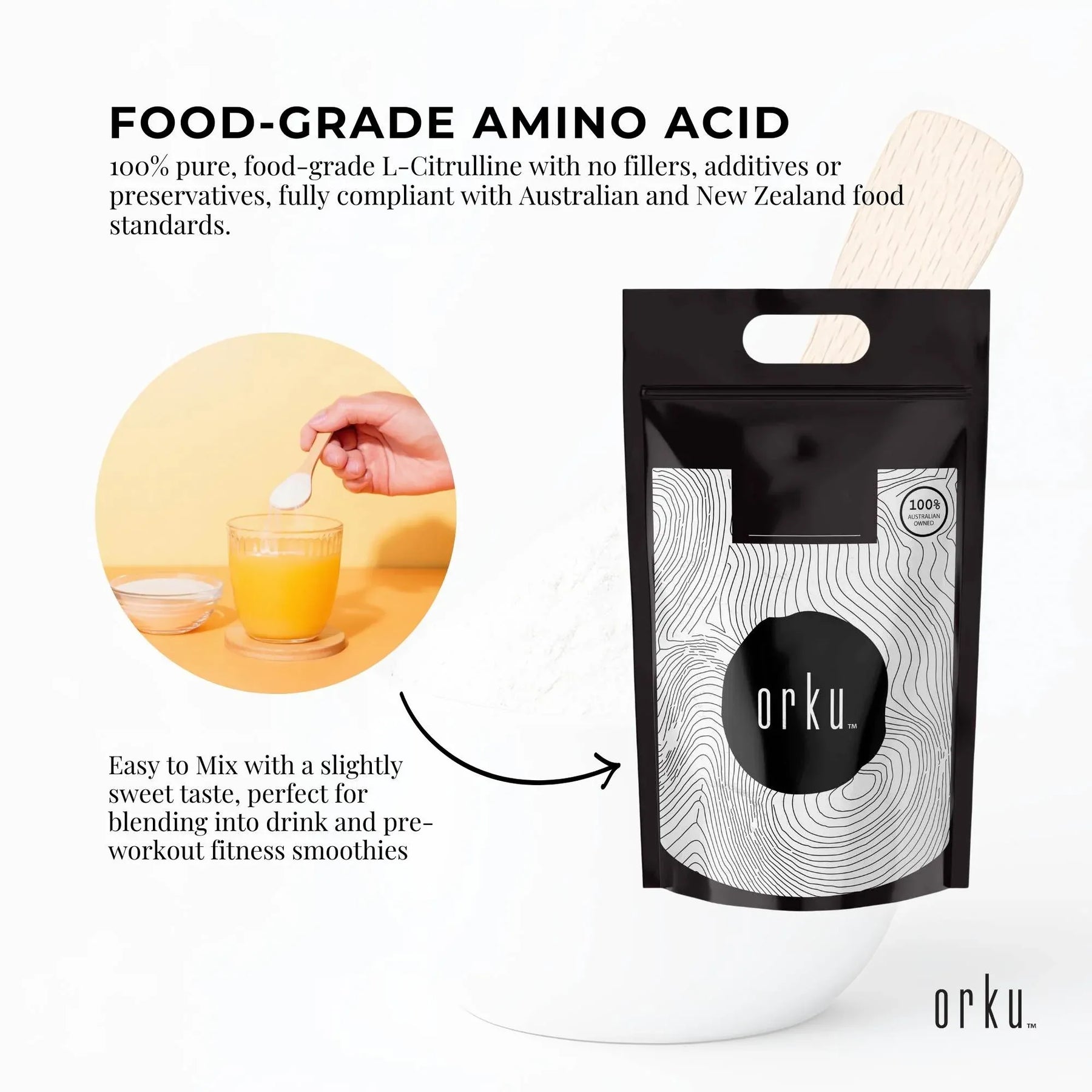 Orku 5Kg L-Citrulline Powder - 100% Pure Amino Acid for Active Lifestyle