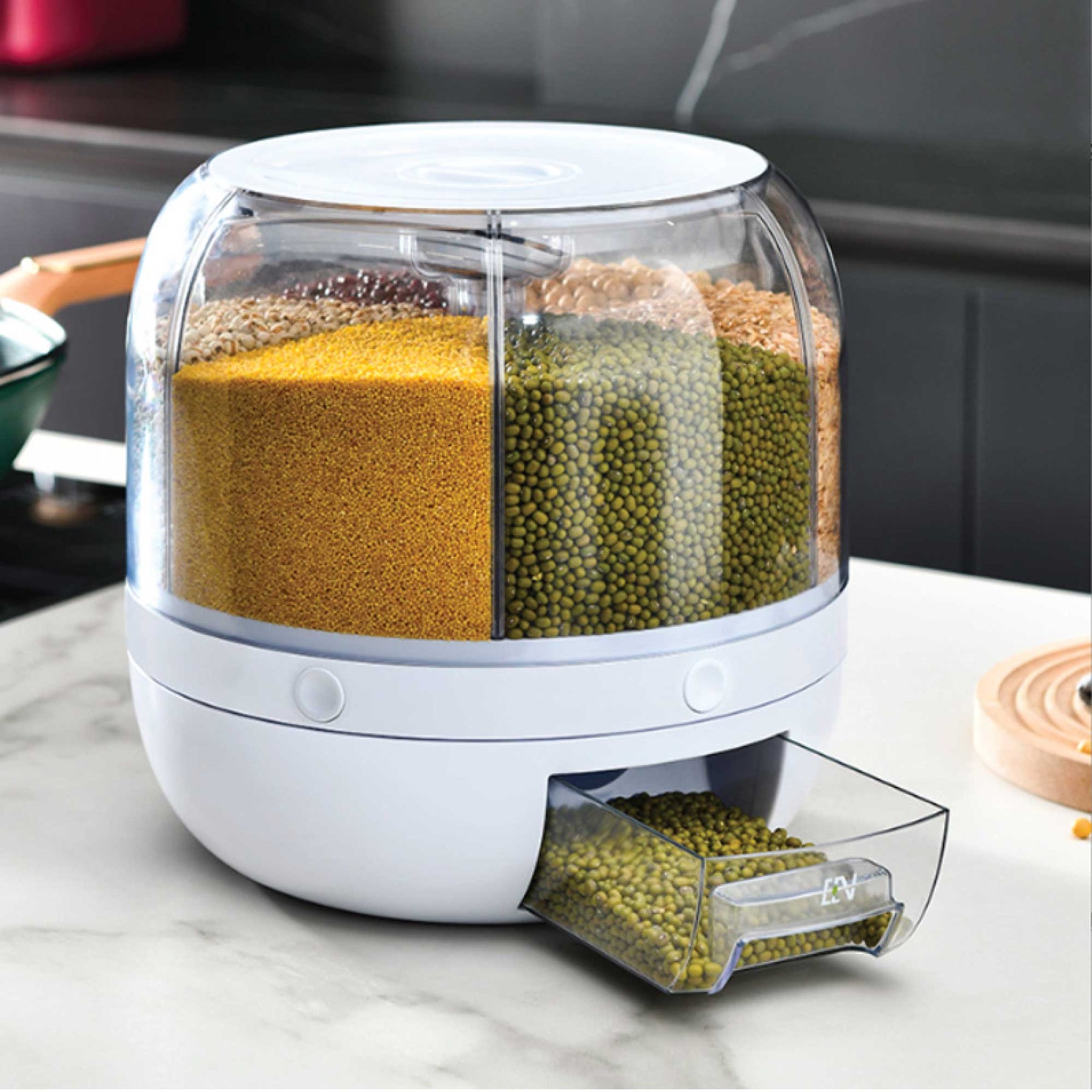 Kitchee 3Kg 6-Compartment Rotating Food Dispenser - BPA-Free Storage Container - SuperSaverAU - view 2