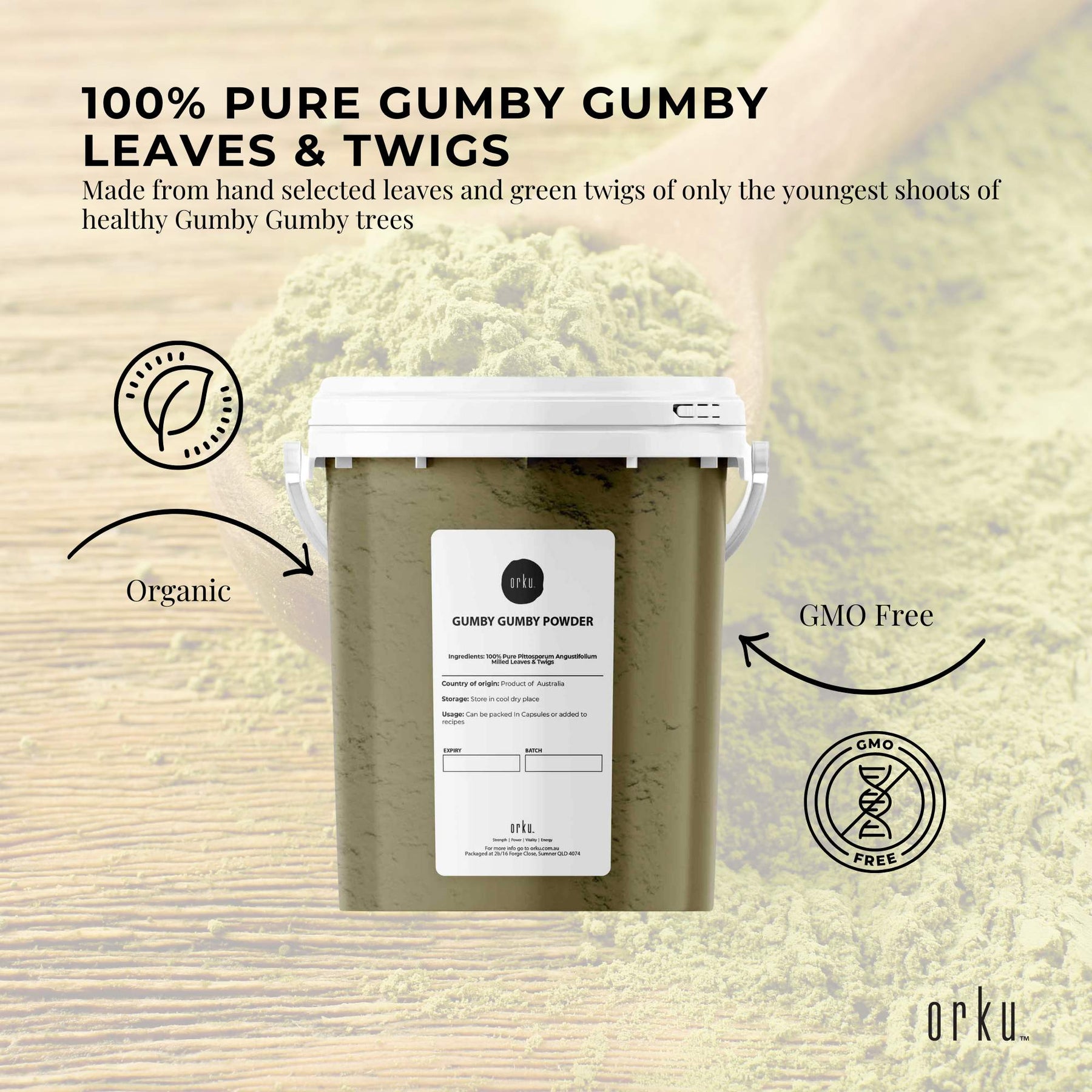 600g Gumby Gumby Pure Powder Tub Gumbi Aboriginal Plant Pittosporum Angustifolum - SuperSaverAU - view 2