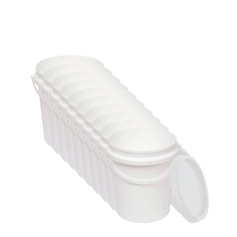 1.2L Food Grade Plastic Buckets with Handle & Tamper Evident Lid - 10 Pack - SuperSaverAU - view 1