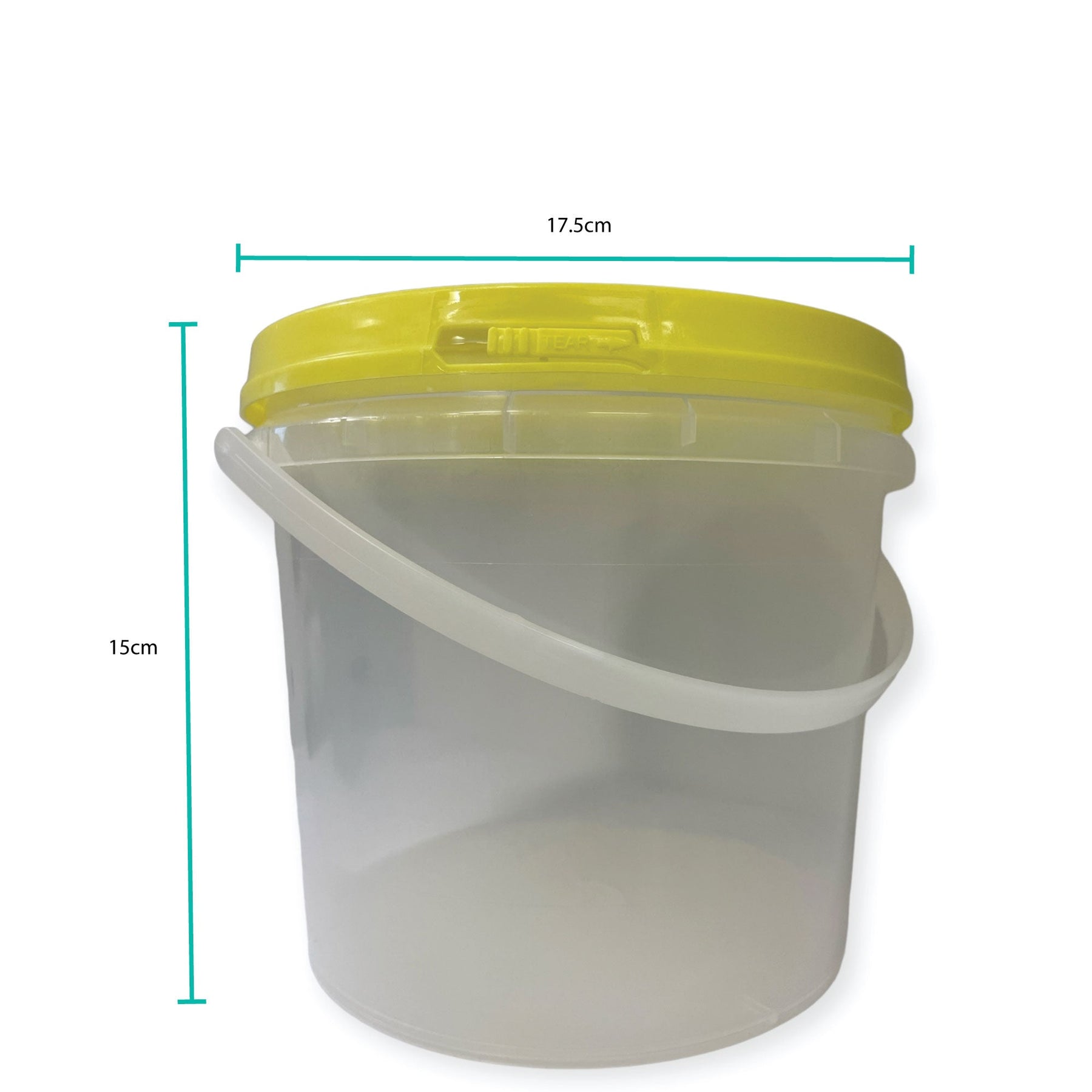 Bulk 10 x 2.2L Clear Honey Bucket with Yellow Tamper Evident Lid - SuperSaverAU - view 2