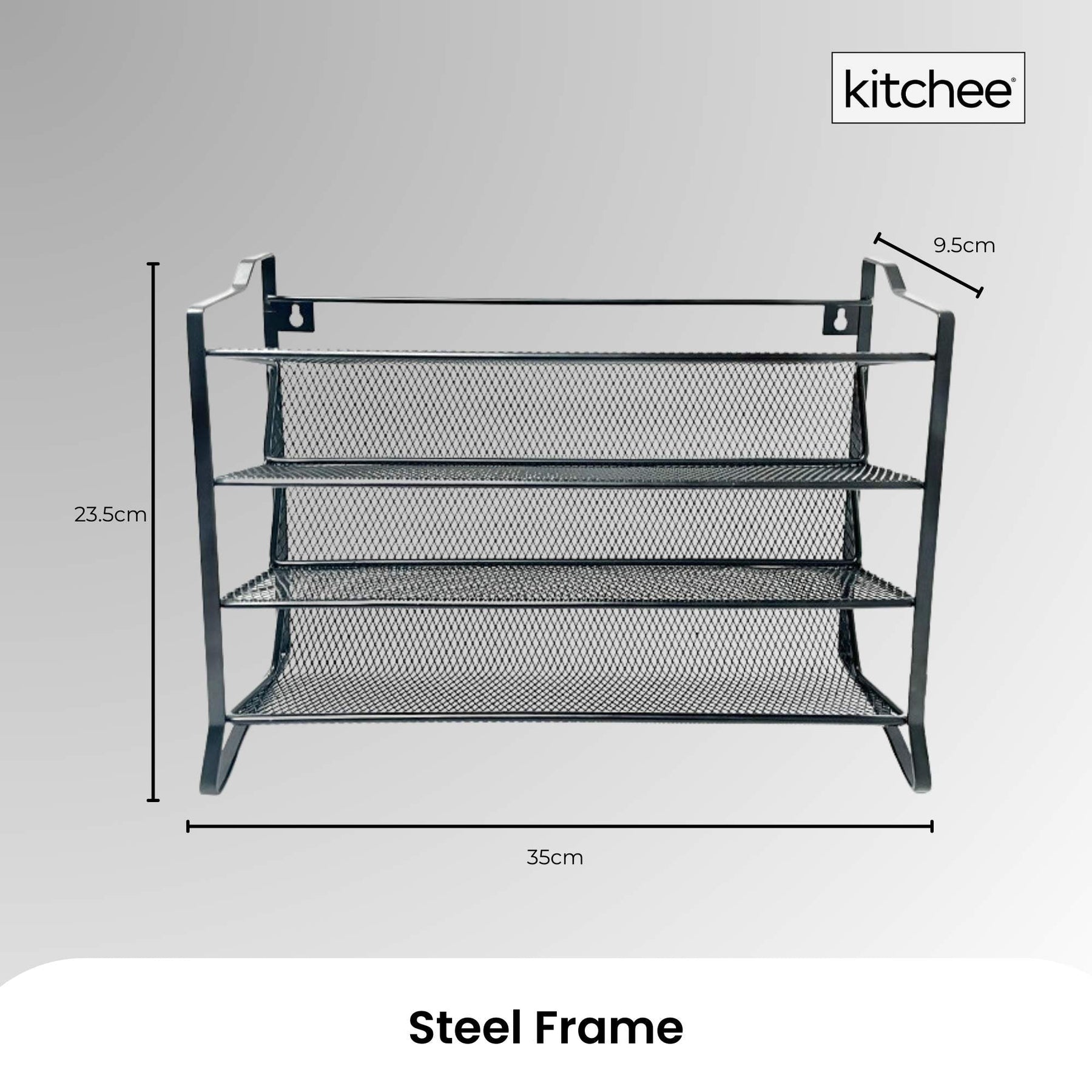 Kitchee 4-Tier Metal Spice Rack with 28 Glass Jars - Kitchen Organiser 35cm x 9.5cm x 23.5cm - SuperSaverAU - view 6