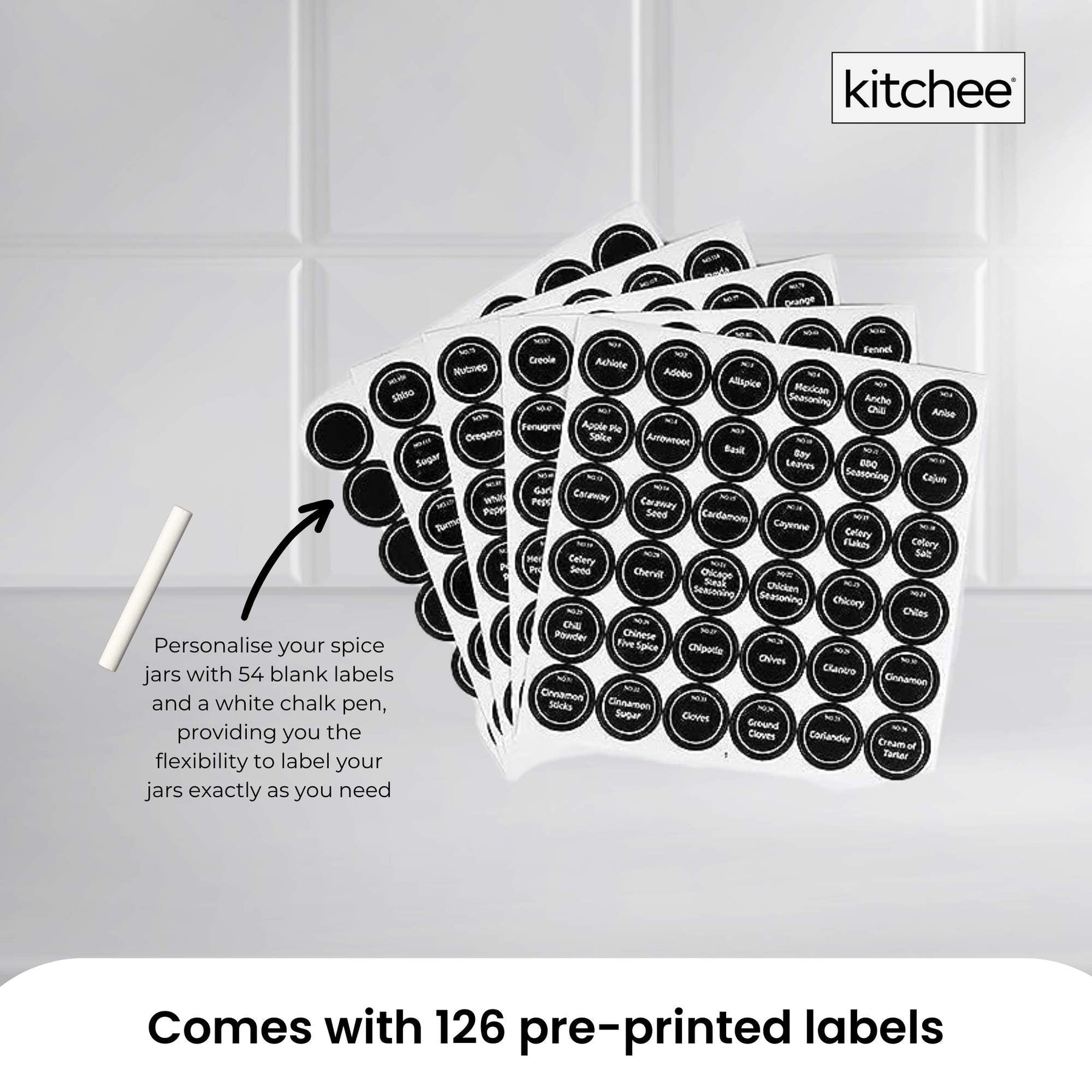 Kitchee 4-Tier Metal Spice Rack with 28 Glass Jars - Kitchen Organiser 35cm x 9.5cm x 23.5cm - SuperSaverAU - view 8