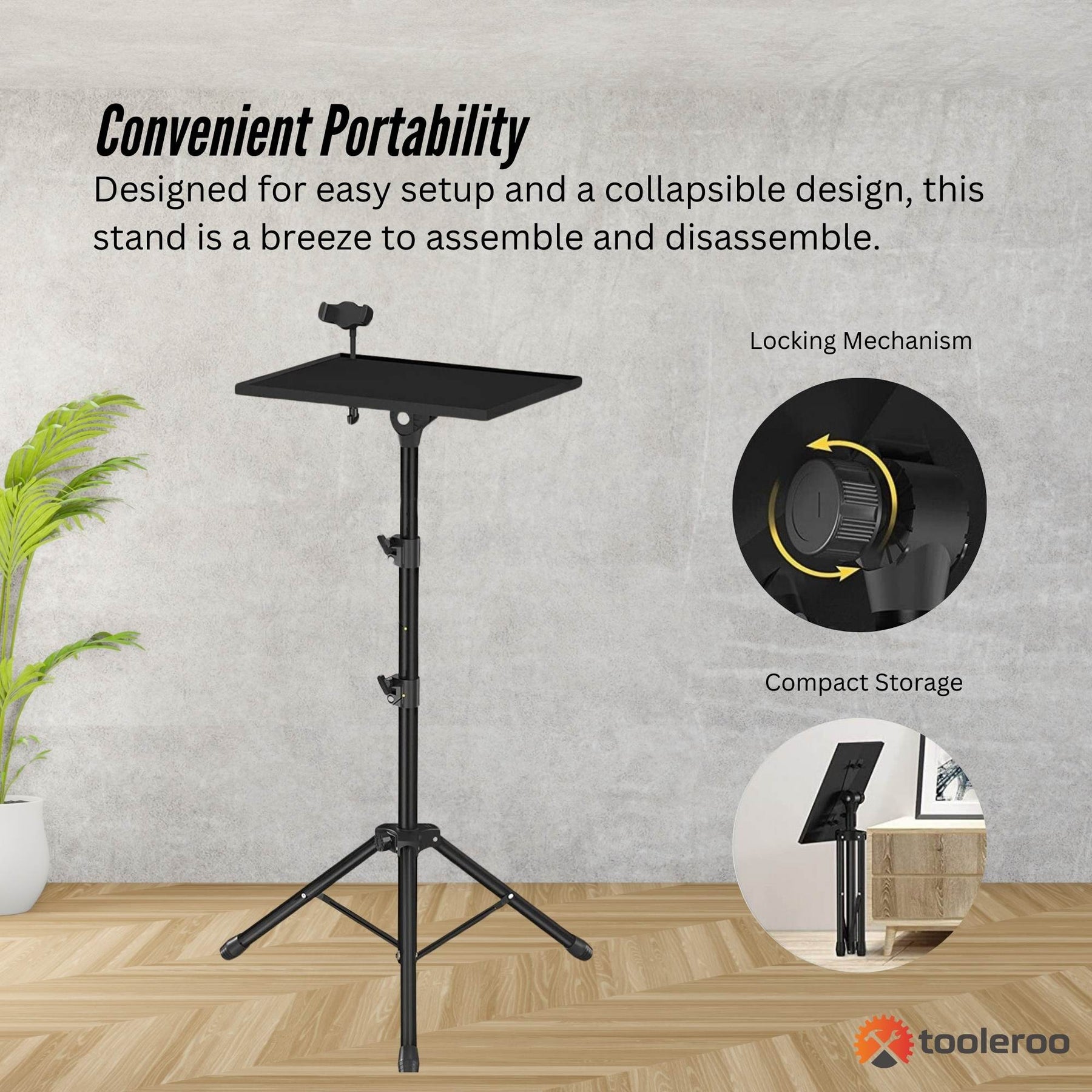 Premium Adjustable Laptop Projector Tripod Stand with Phone Mount