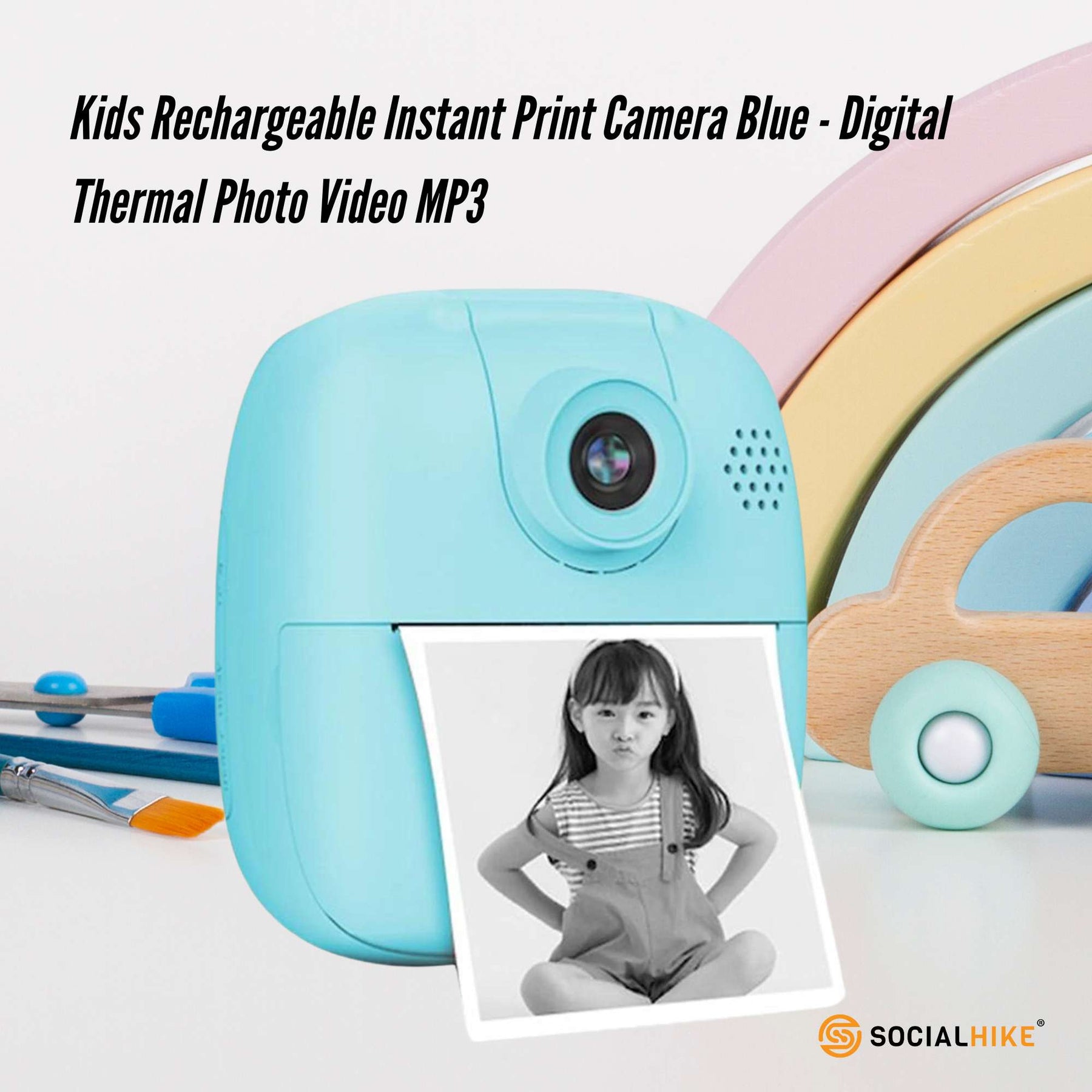 Premium Blue Kids Instant Print Camera with Video MP3 and Games