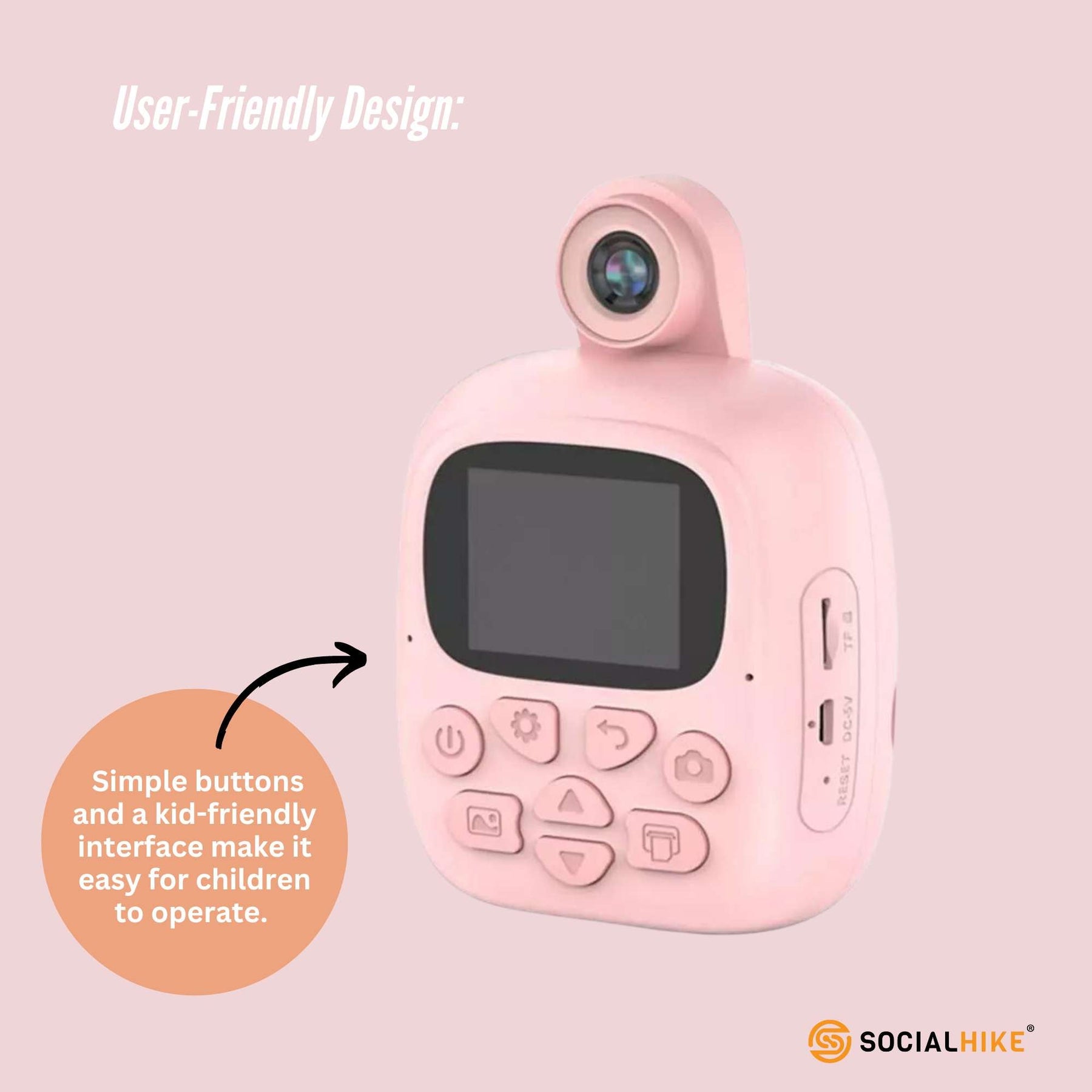 Premium Pink Kids Instant Print Camera with Video MP3 and Games