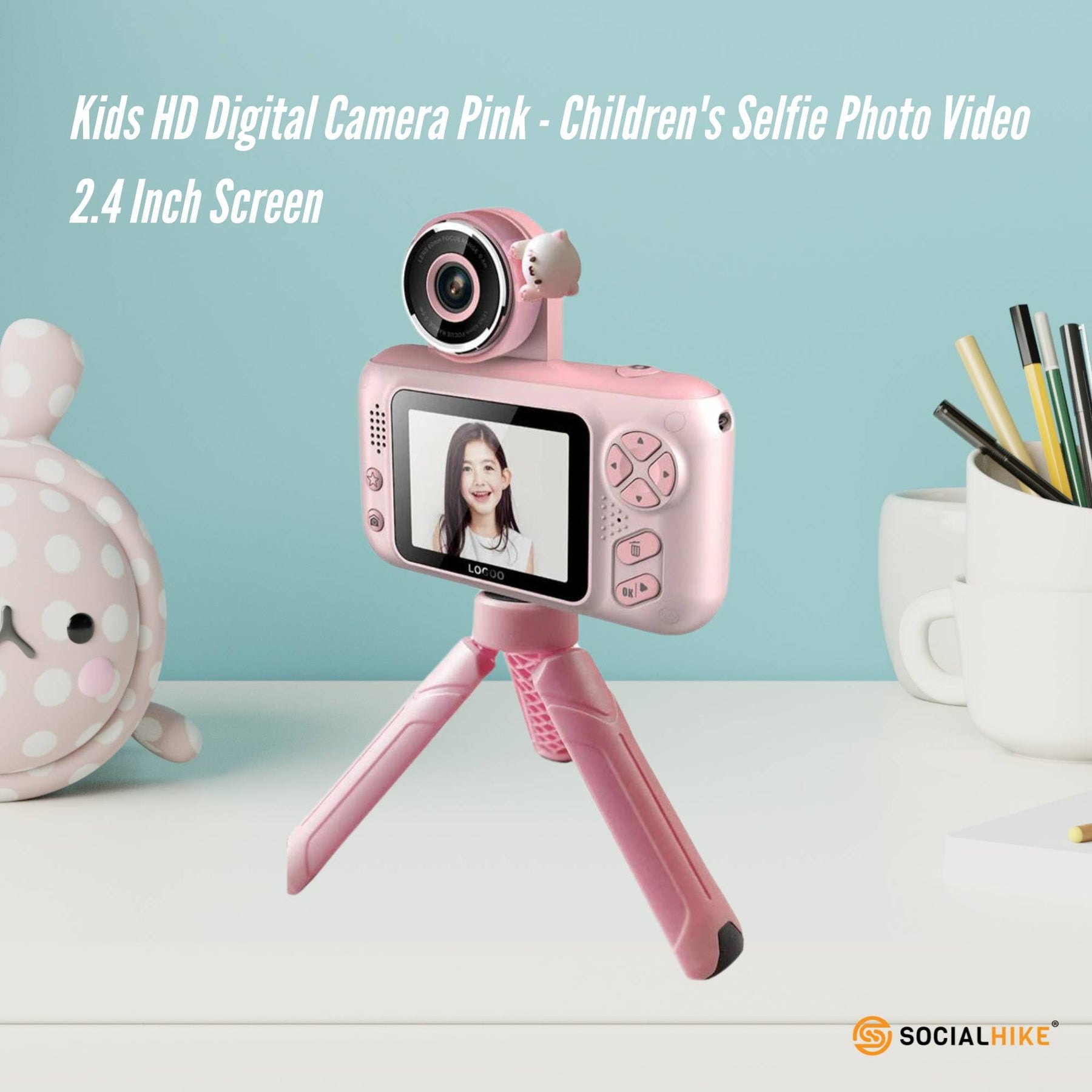Premium Pink Kids 4MP HD Digital Selfie Camera with 2.4 Inch Screen