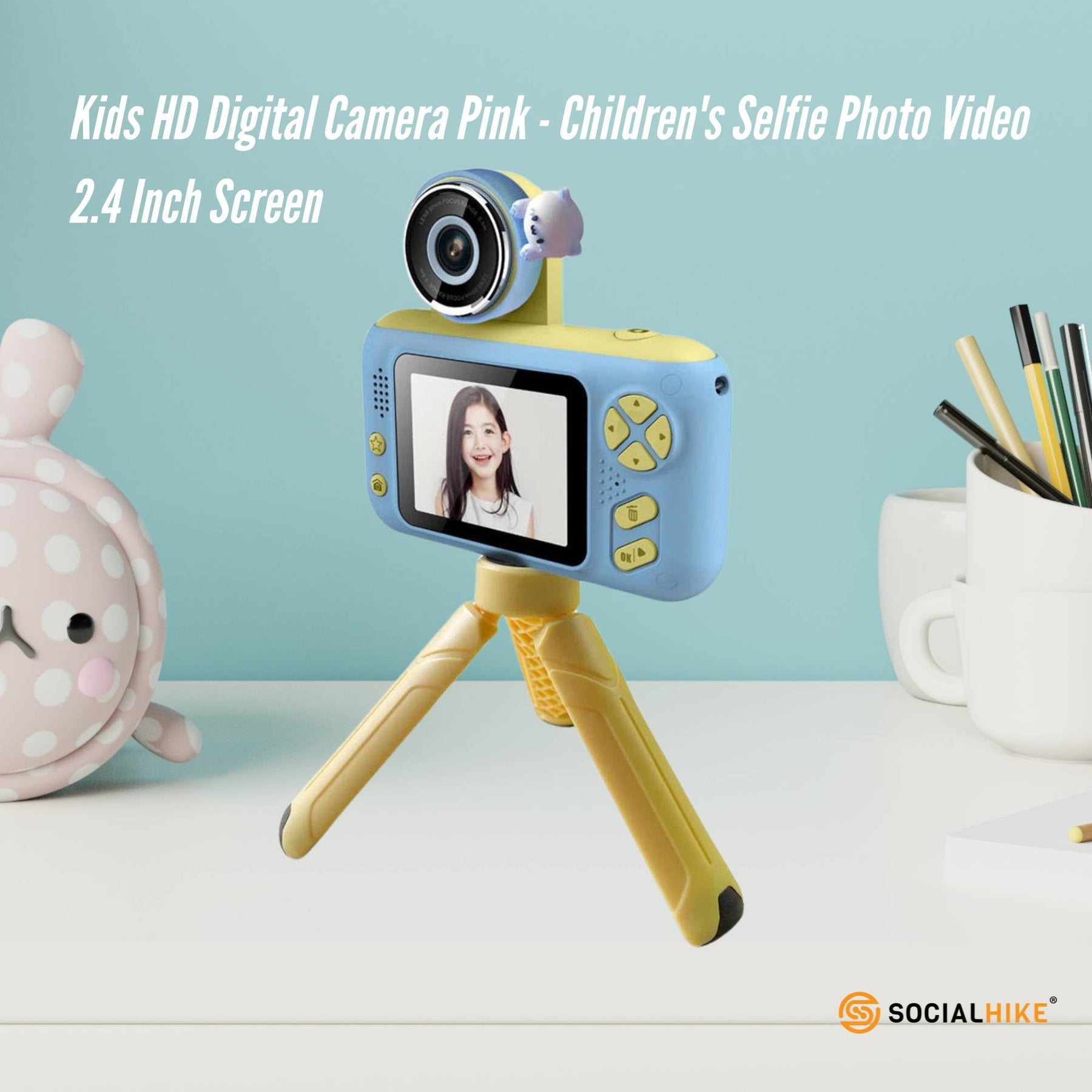 Premium Blue Kids 4MP HD Digital Selfie Camera with 2.4 Inch Screen